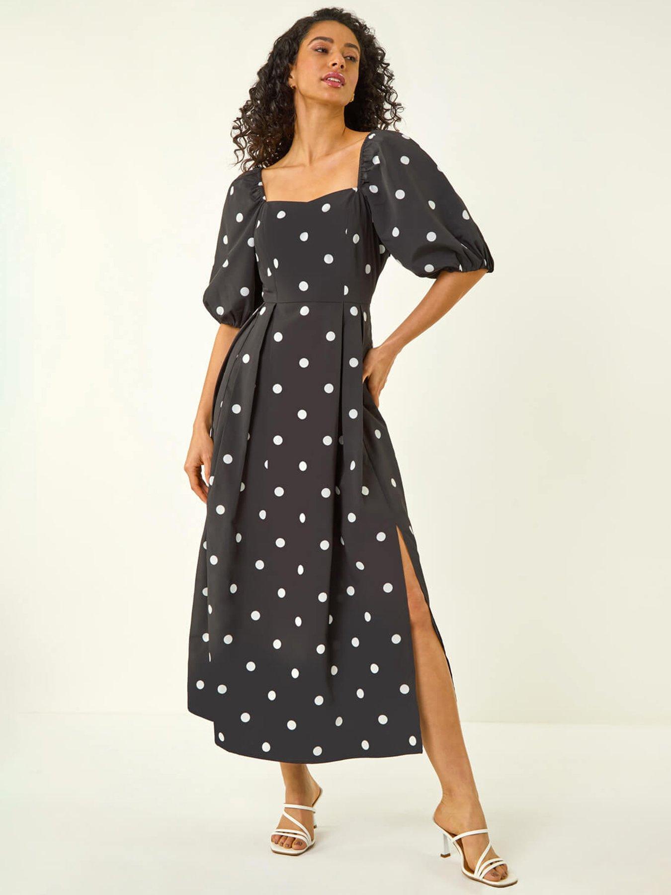 Image 3 of 5 of Roman Dusk Polka Dot Midi Dress