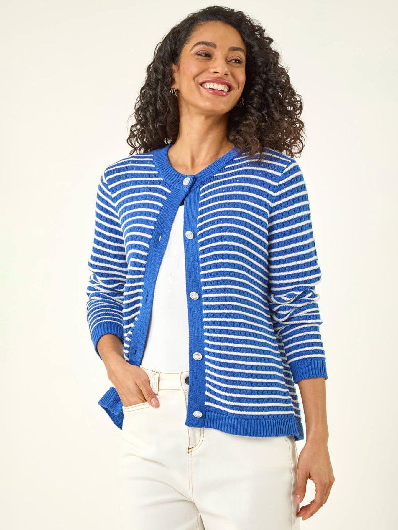 Image 1 of 5 of Roman Dusk Stripe Button Knit Cardigan
