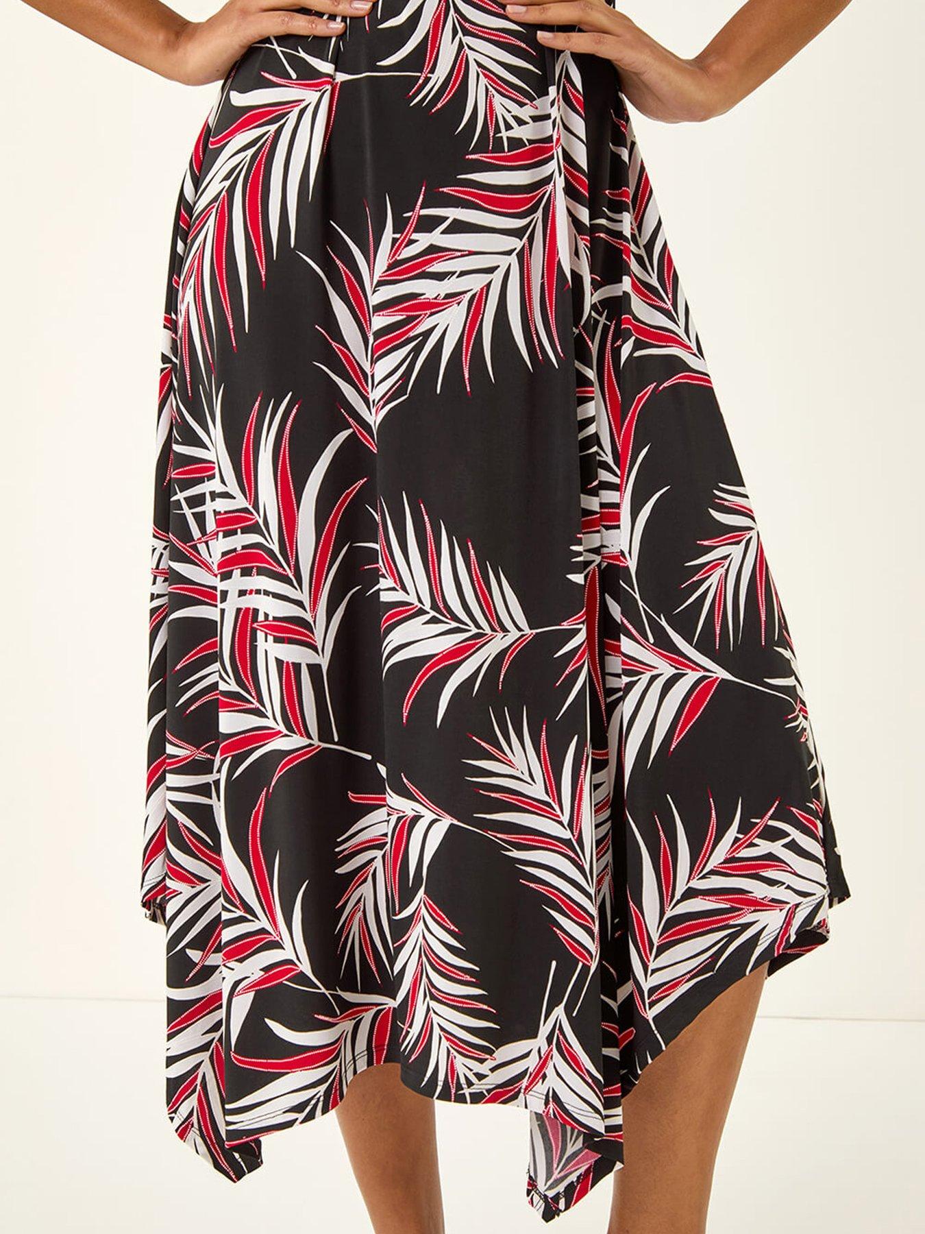  image of roman-leaf-print-stretch-maxi-dress