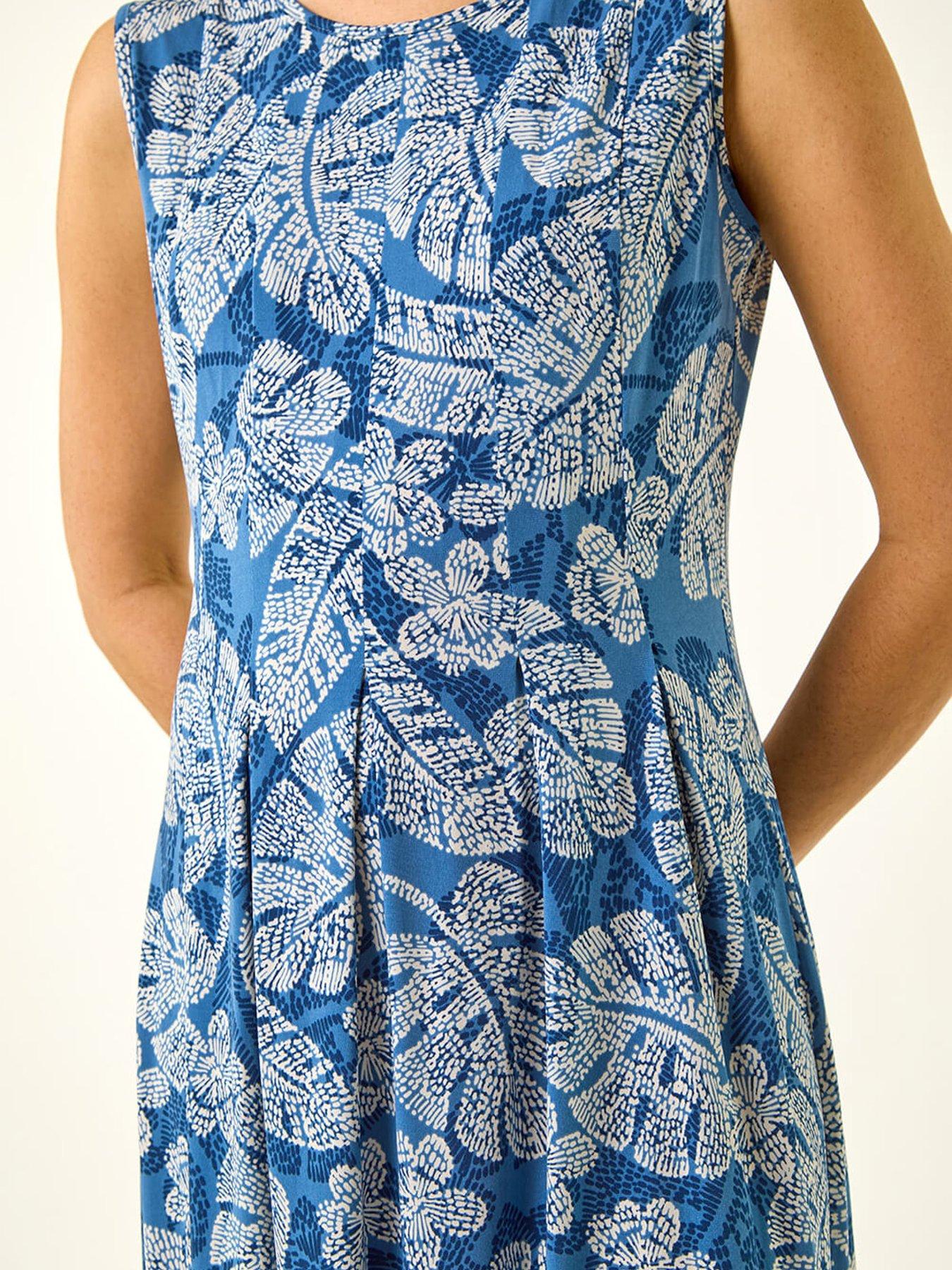  image of roman-leaf-print-panel-dress