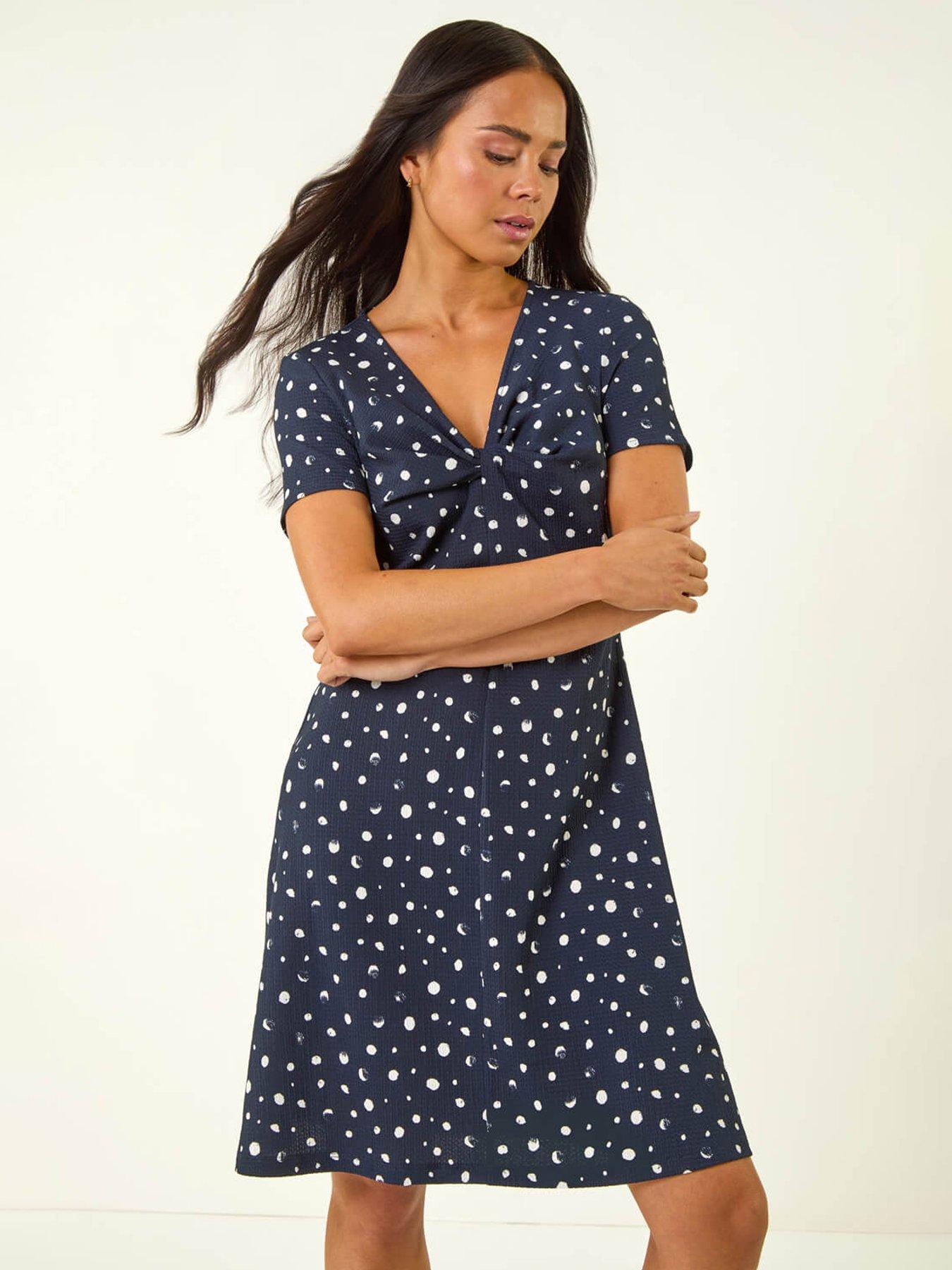 roman-petite-spot-print-twist-front-dress
