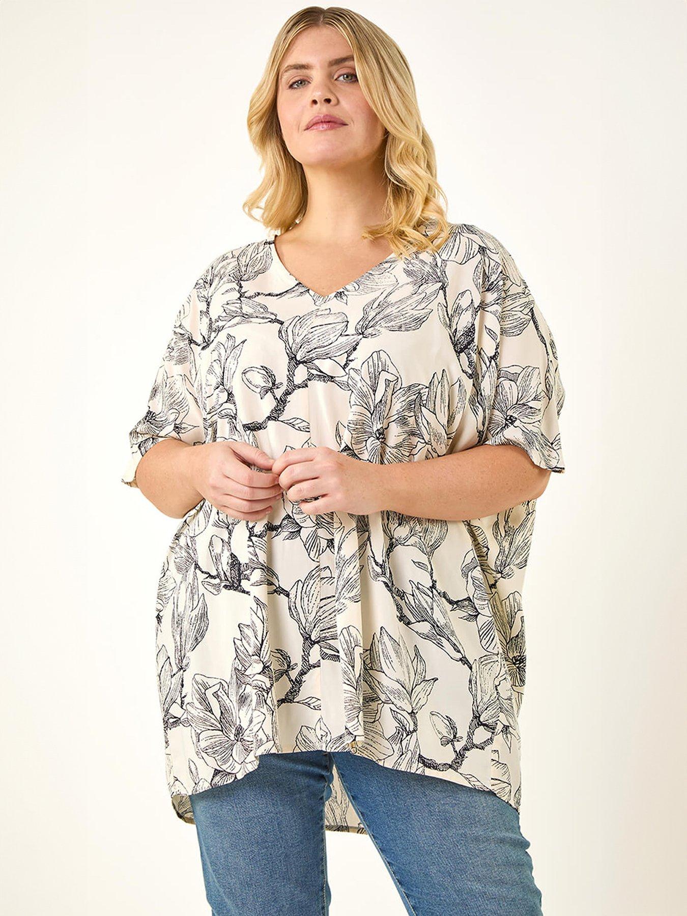  image of roman-curve-floral-print-oversized-top