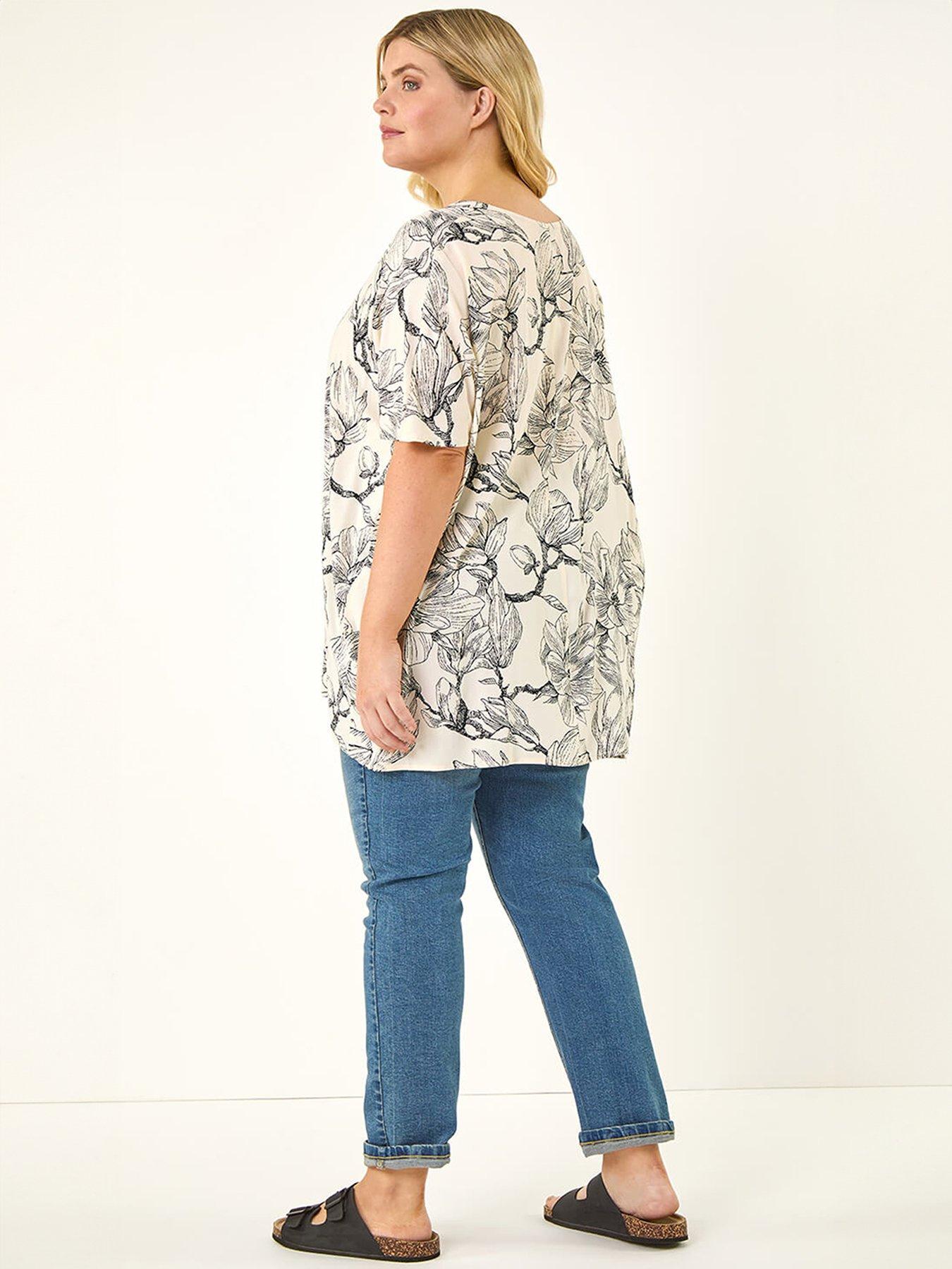  image of roman-curve-floral-print-oversized-top