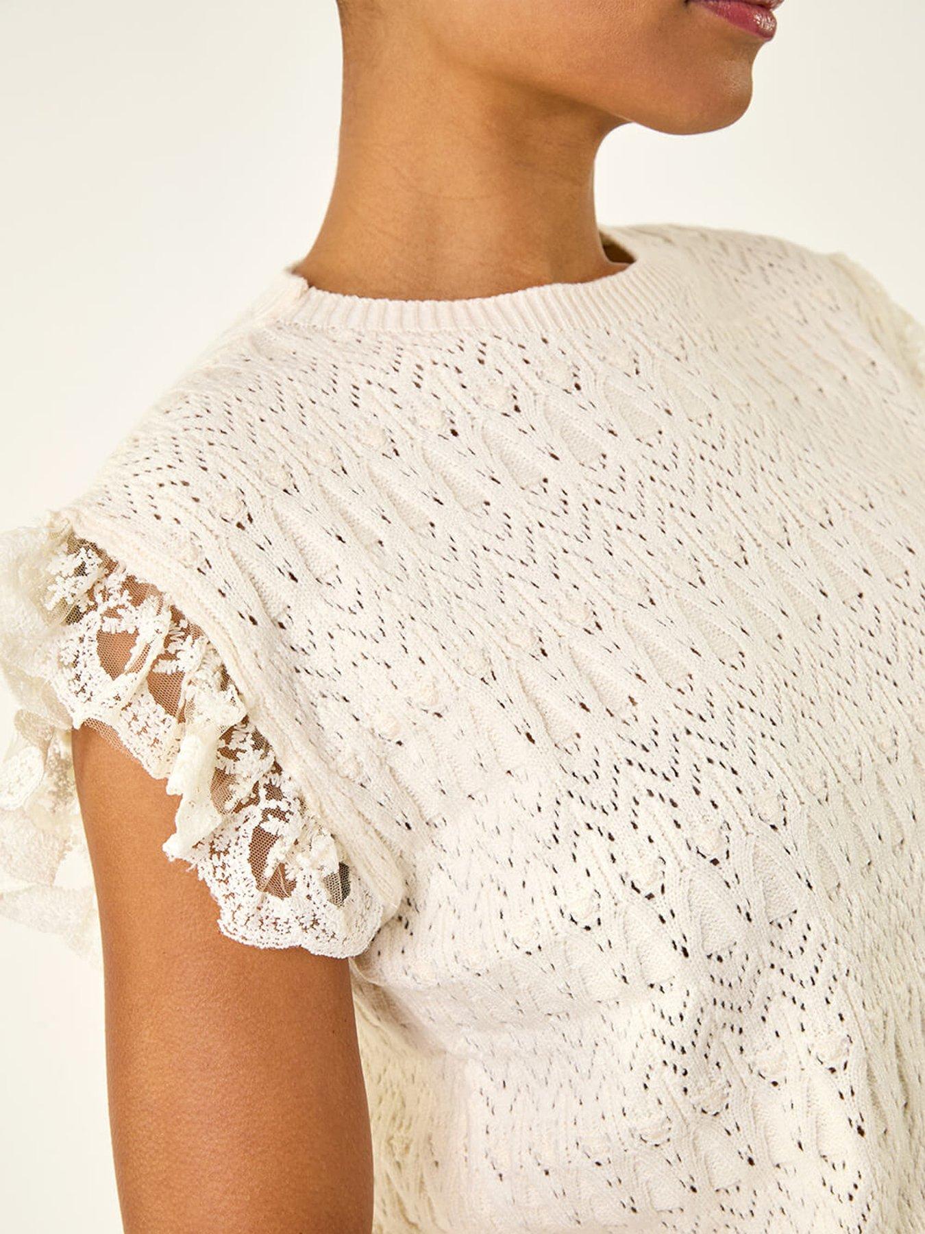  image of roman-frill-lace-knitted-top