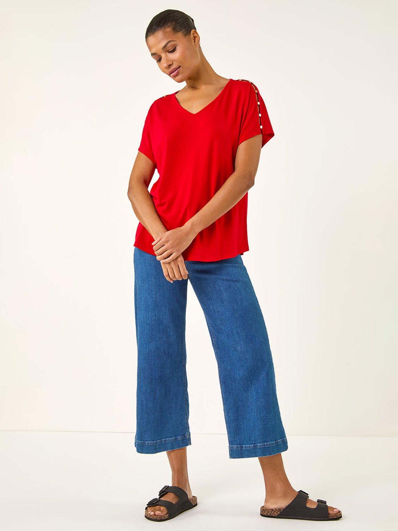  image of roman-cold-shoulder-button-top