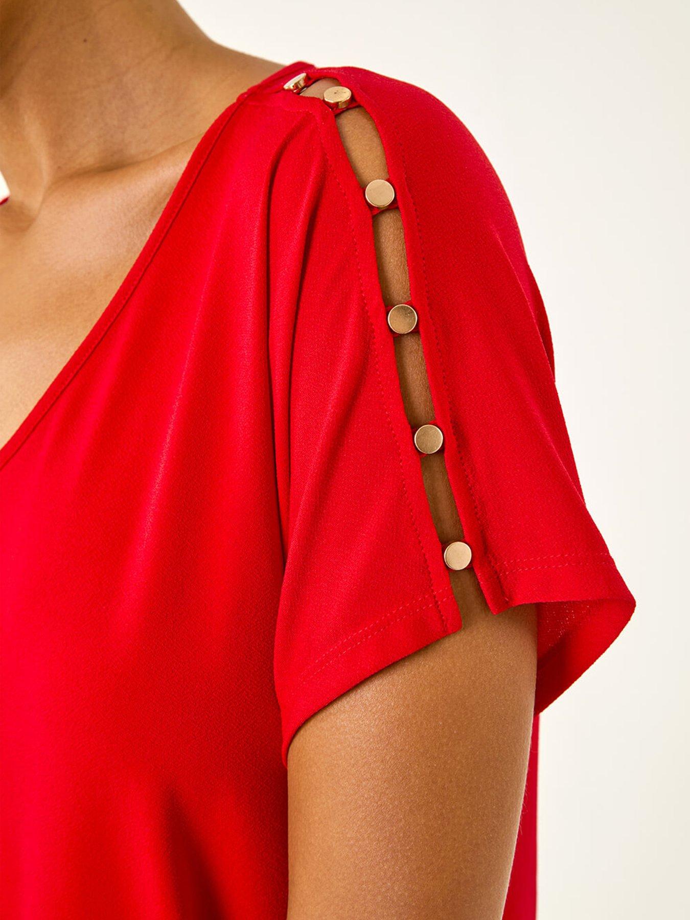  image of roman-cold-shoulder-button-top
