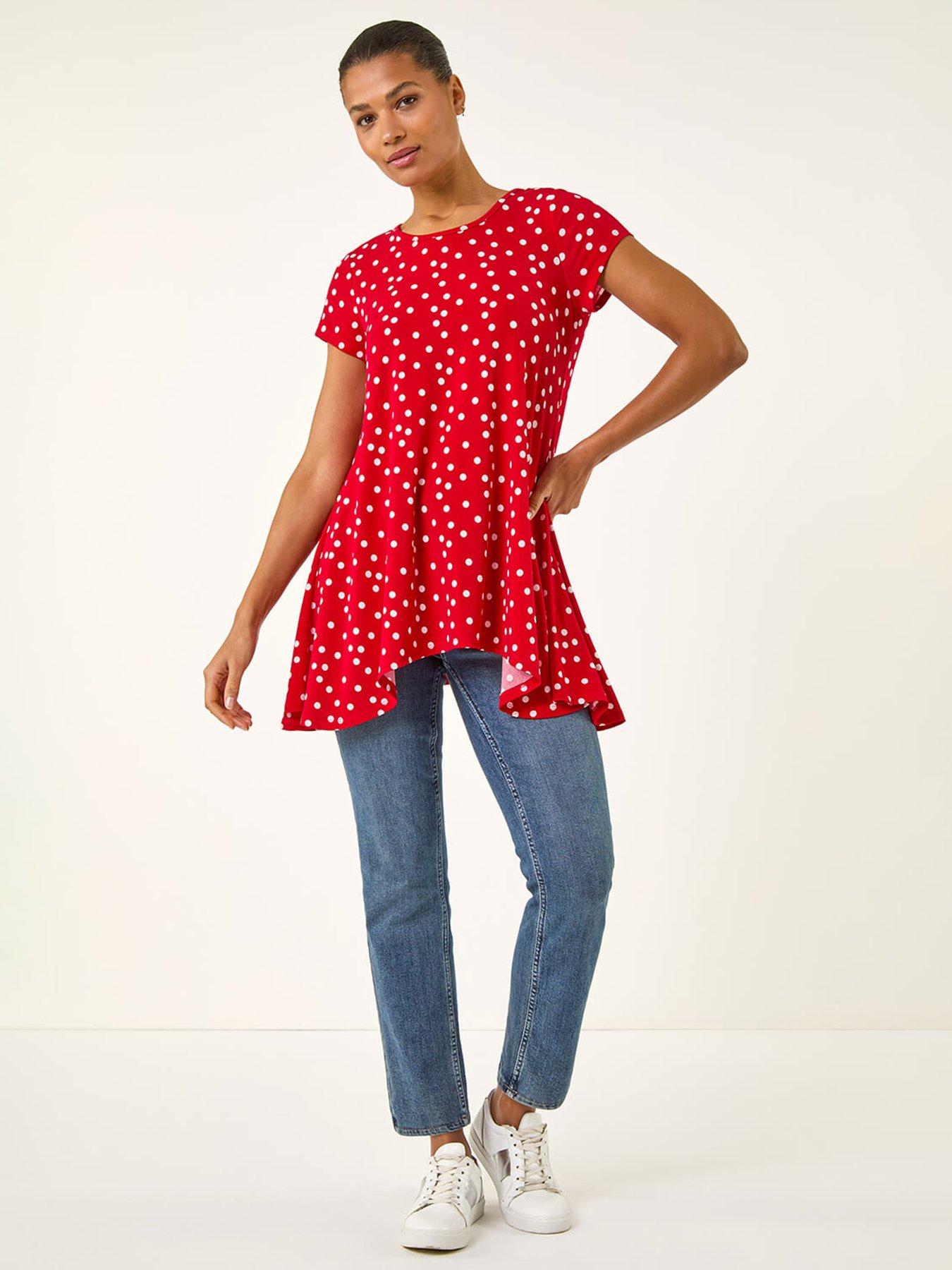 Image 3 of 5 of Roman Polka Dot Hanky Hem Top