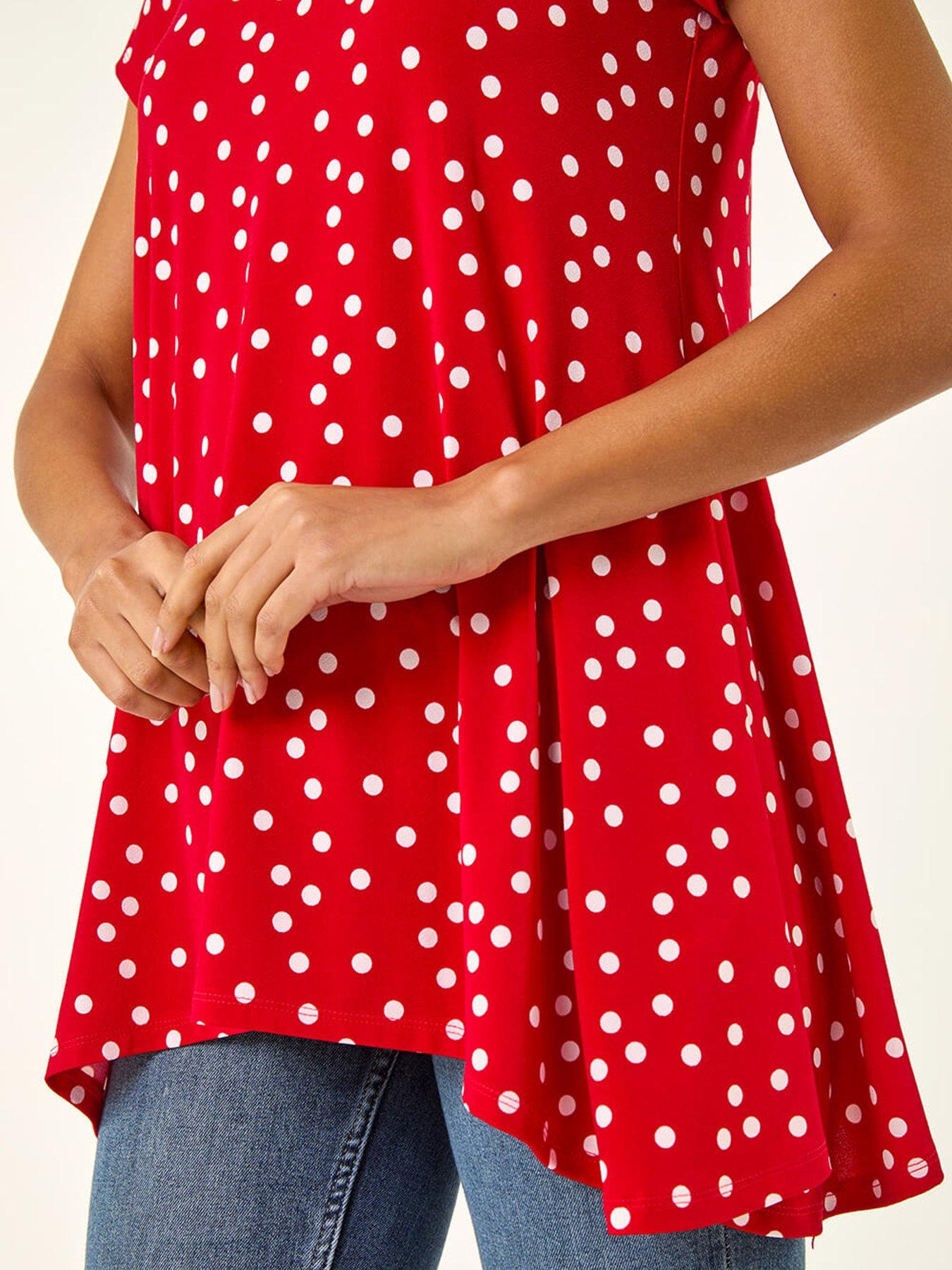Image 5 of 5 of Roman Polka Dot Hanky Hem Top