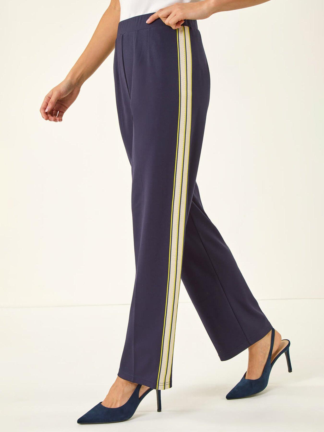 front image of roman-petite-side-stripe-stretch-trouser