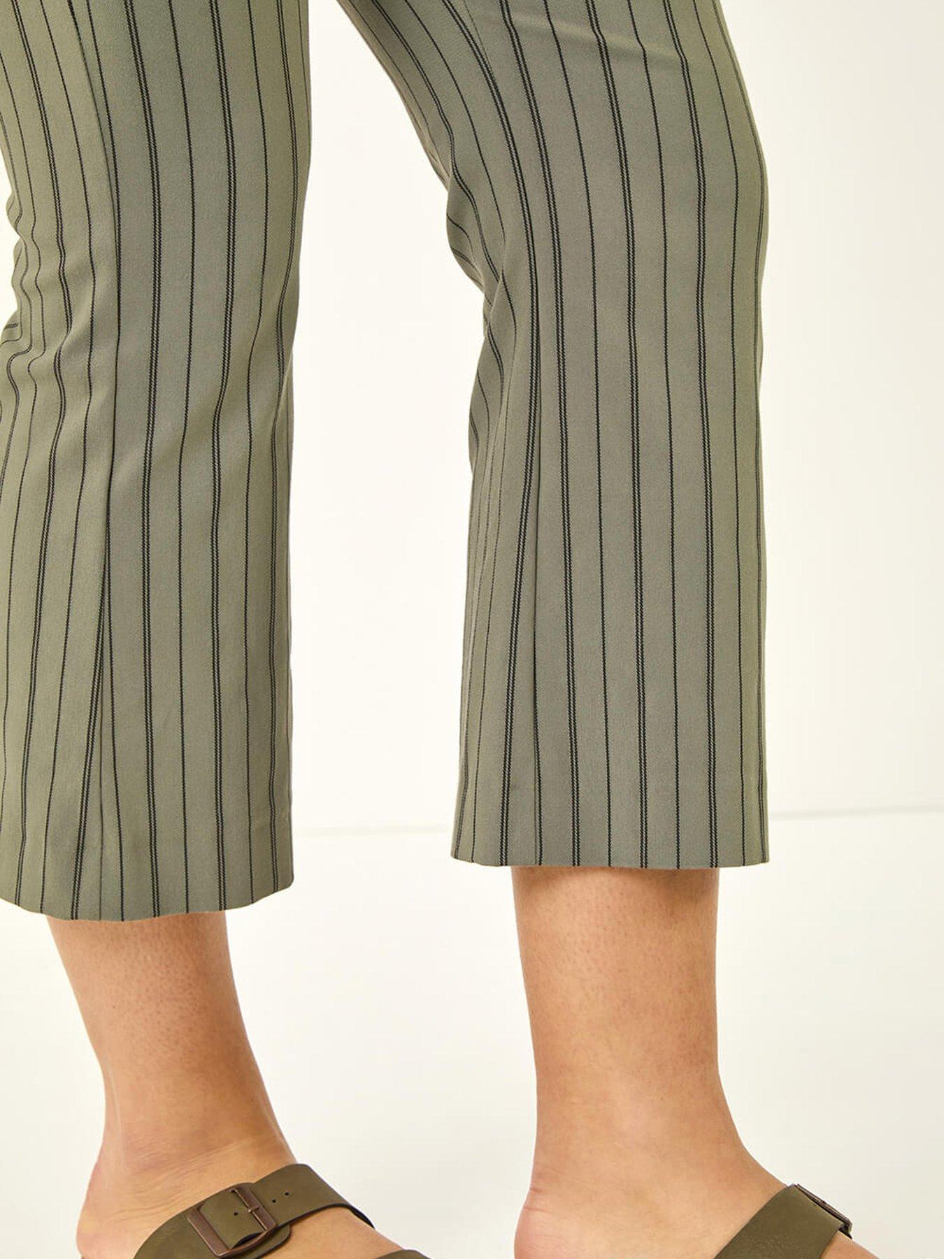  image of roman-stripe-print-crop-bootleg-trouser