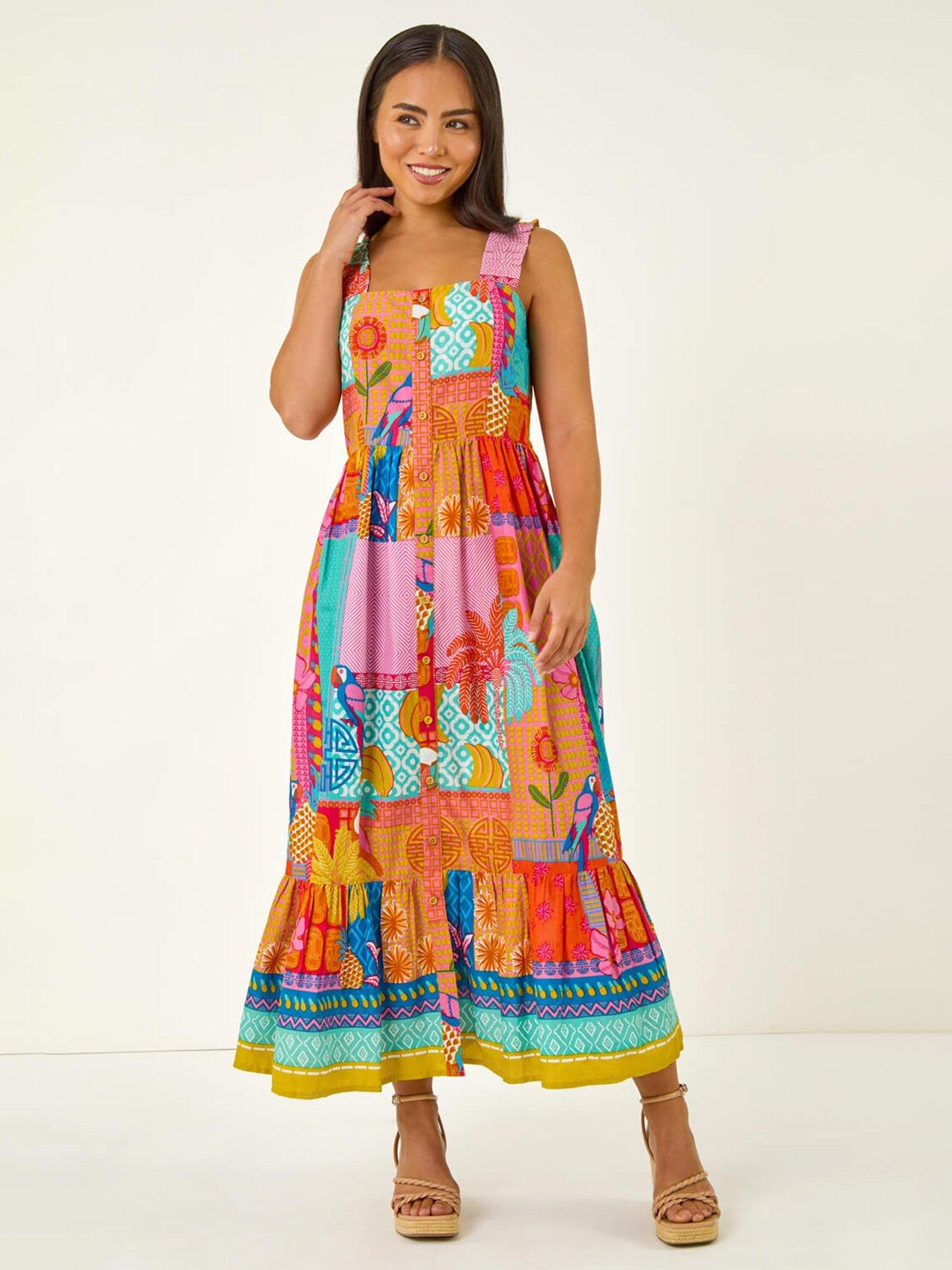 Image 1 of 5 of Roman Petite Patchwork Tiered Maxi Dress
