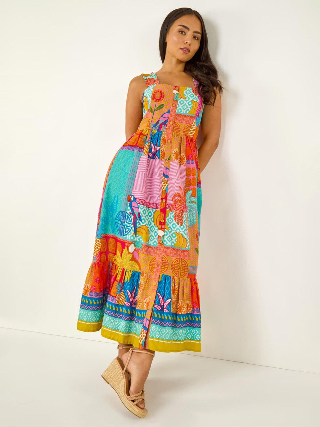 Image 3 of 5 of Roman Petite Patchwork Tiered Maxi Dress