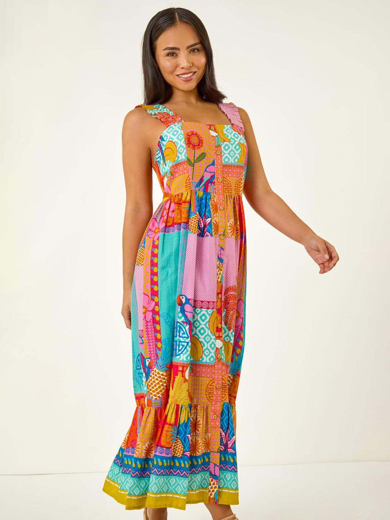 Image 4 of 5 of Roman Petite Patchwork Tiered Maxi Dress