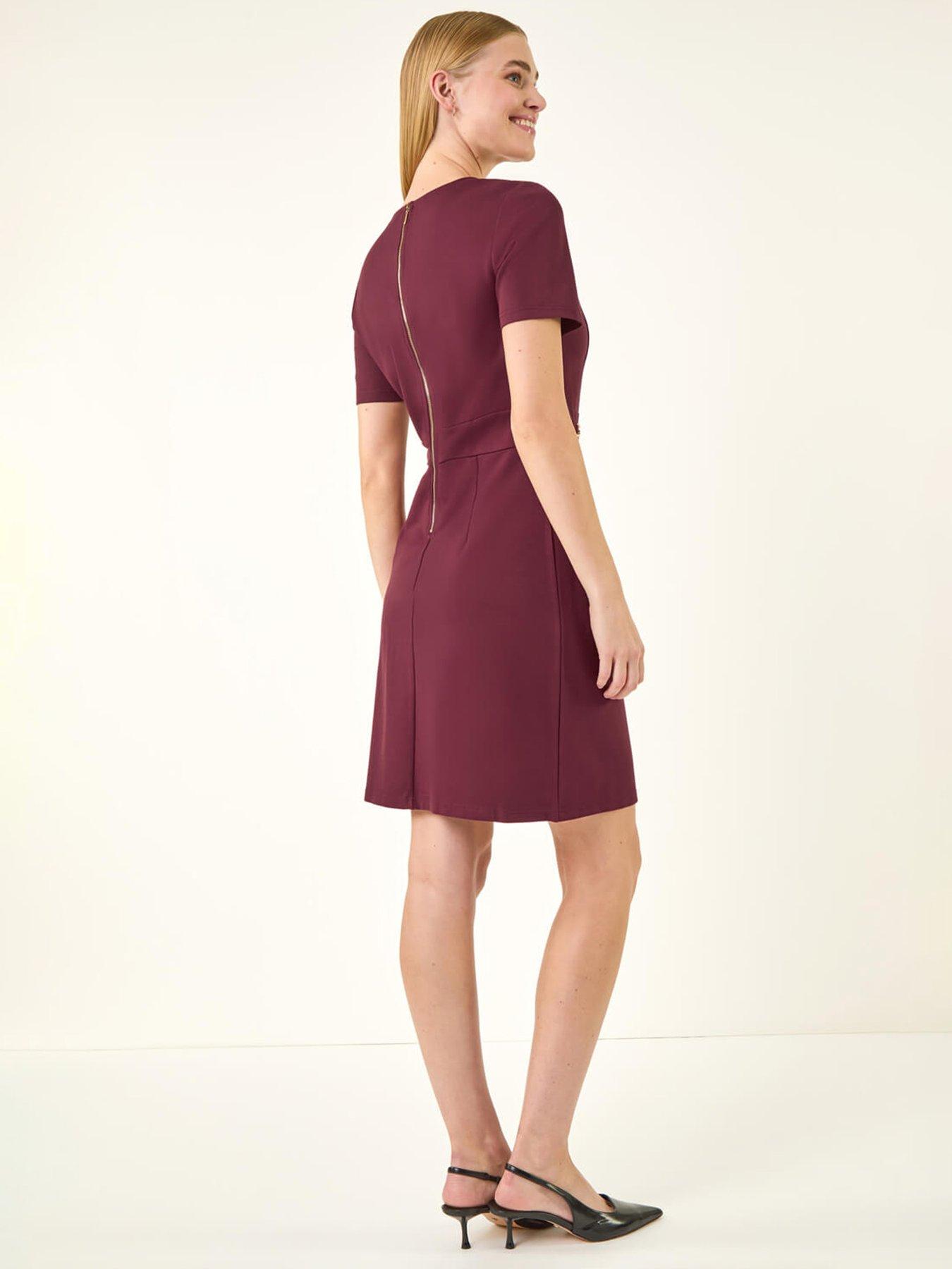 Image 2 of 5 of Roman Keyhole Front Belted Fitted Dress