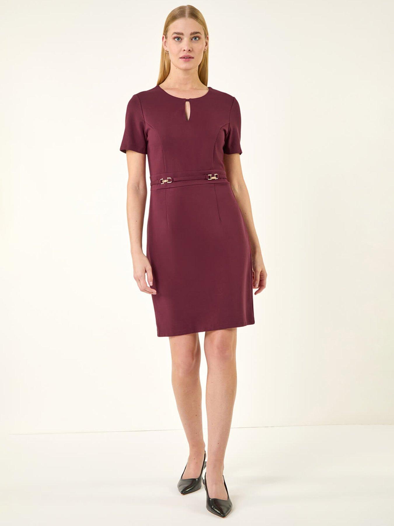 Image 3 of 5 of Roman Keyhole Front Belted Fitted Dress