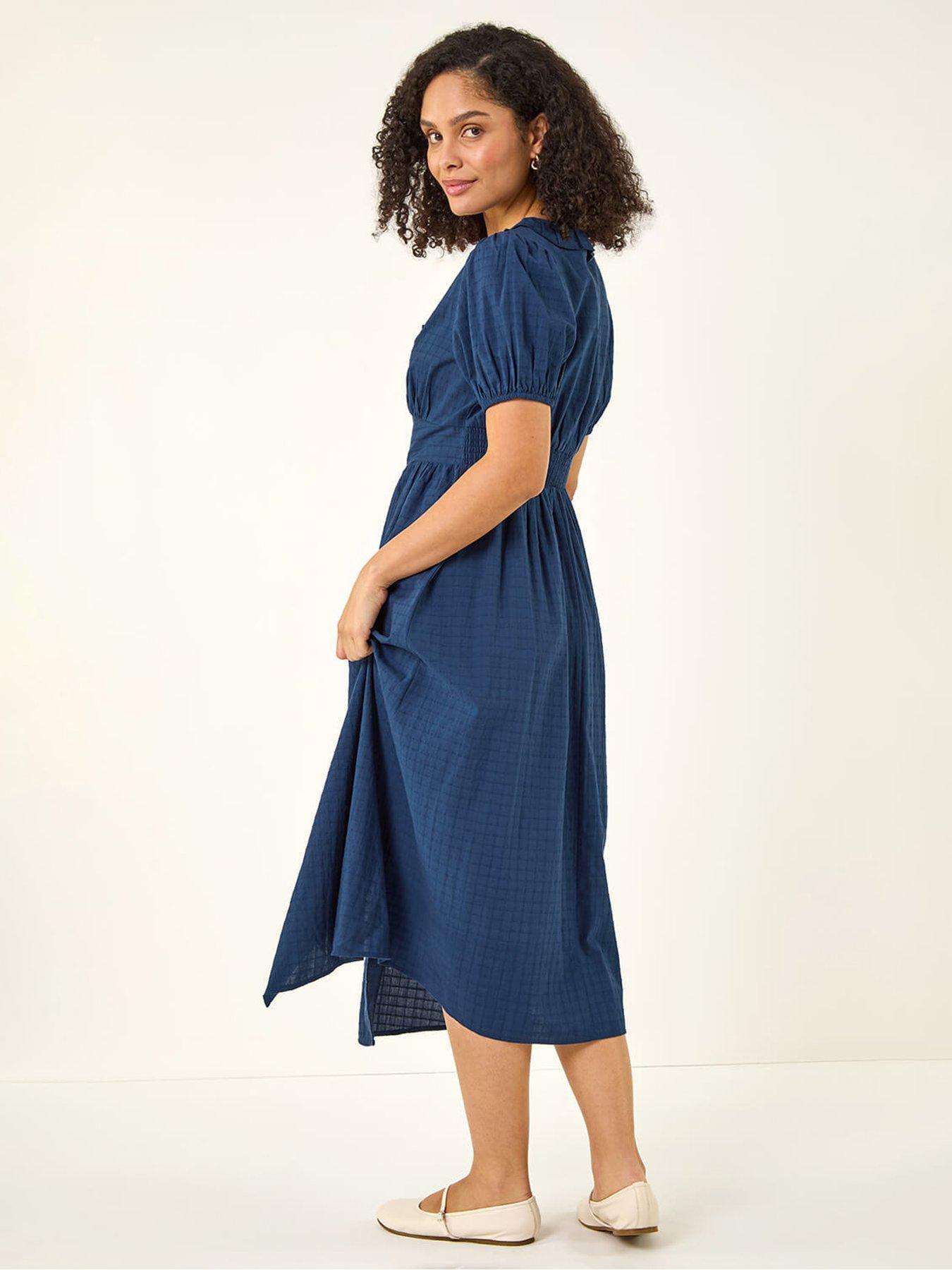 Image 2 of 5 of Roman Textured Frill Midi Dress