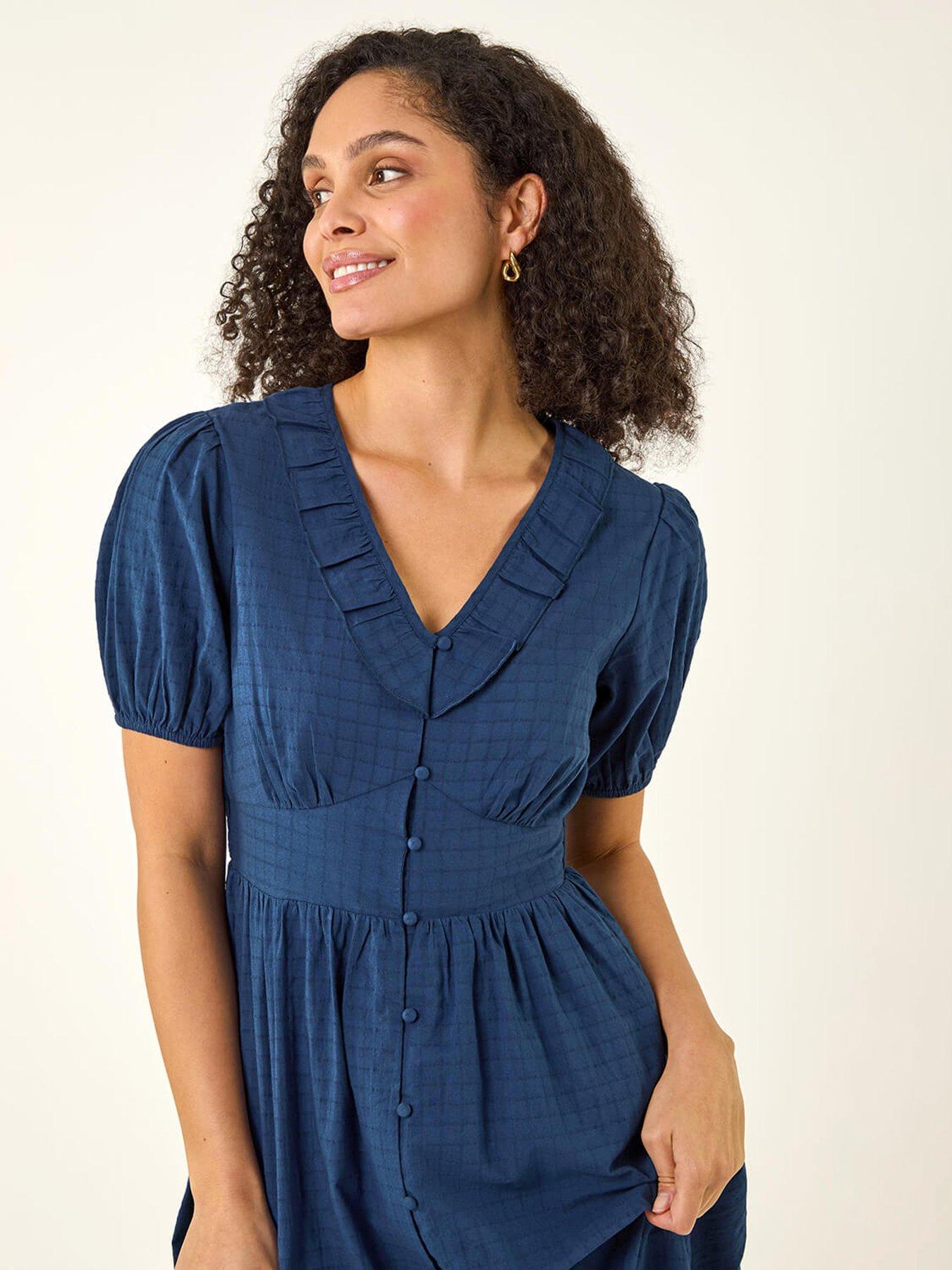 Image 4 of 5 of Roman Textured Frill Midi Dress