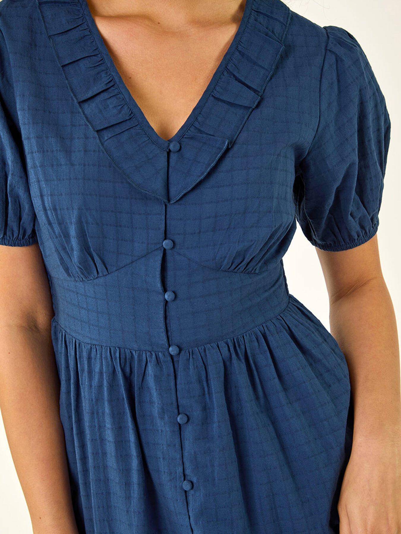 Image 5 of 5 of Roman Textured Frill Midi Dress