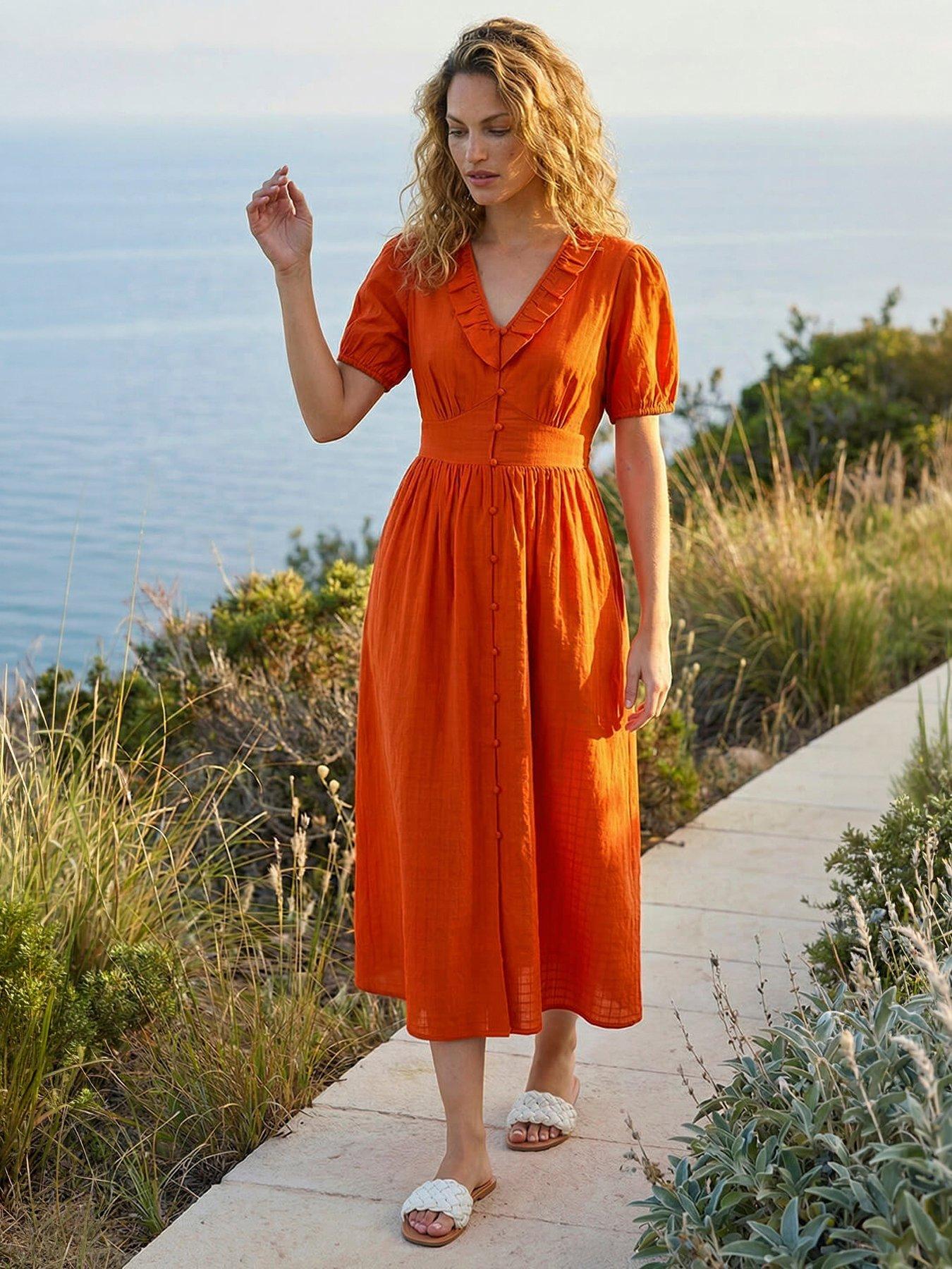  image of roman-textured-frill-midi-dress