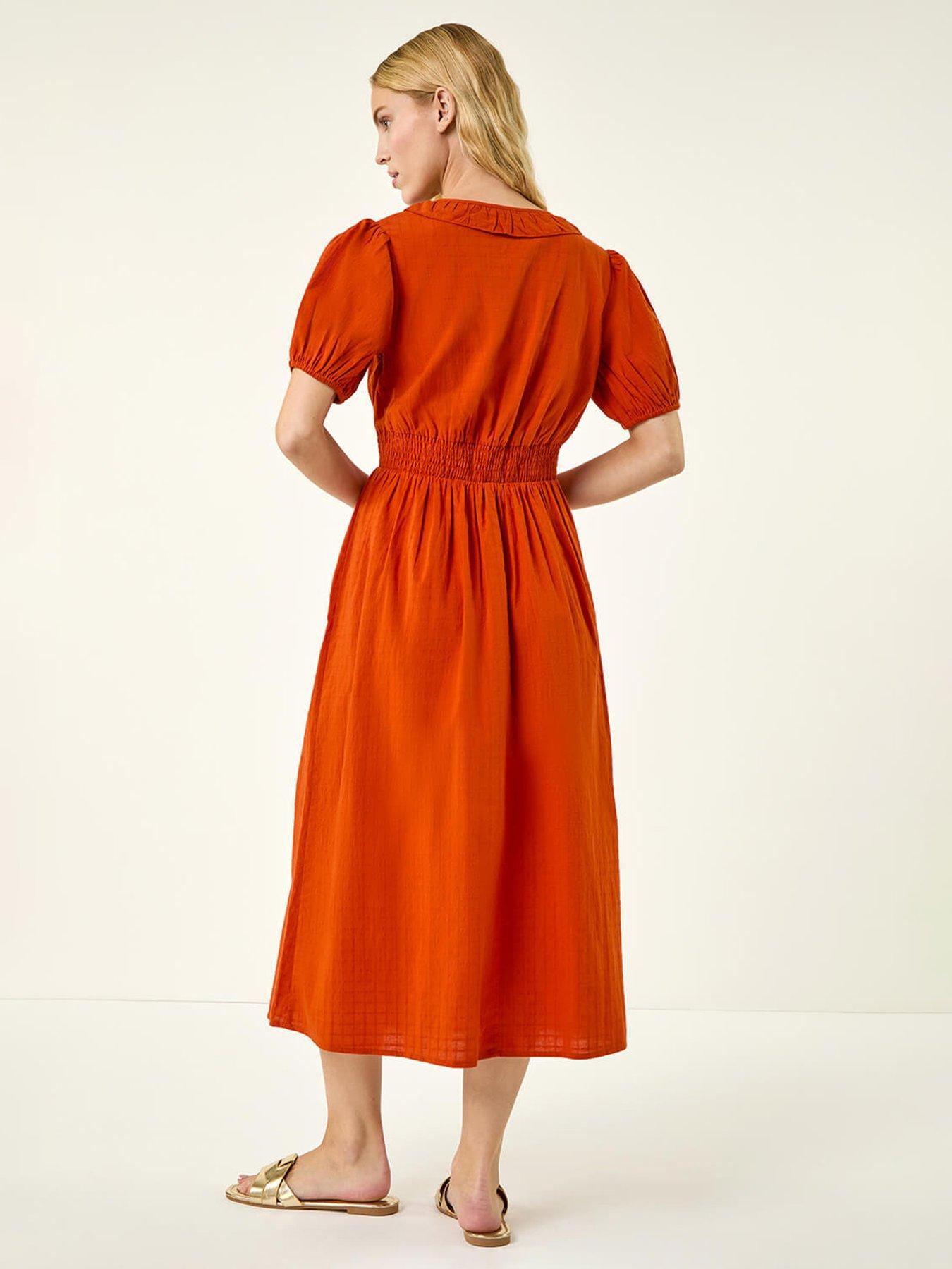  image of roman-textured-frill-midi-dress