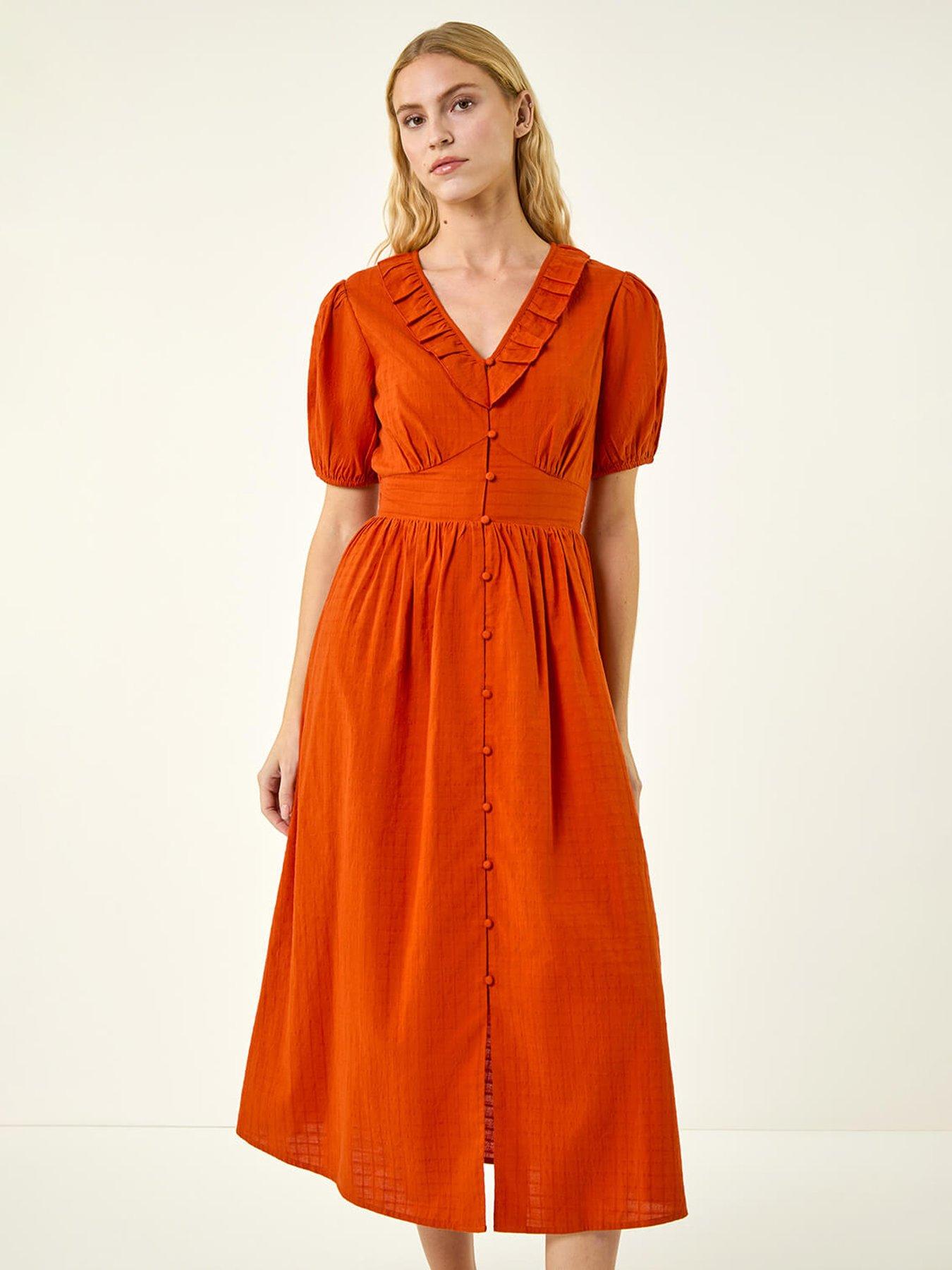  image of roman-textured-frill-midi-dress