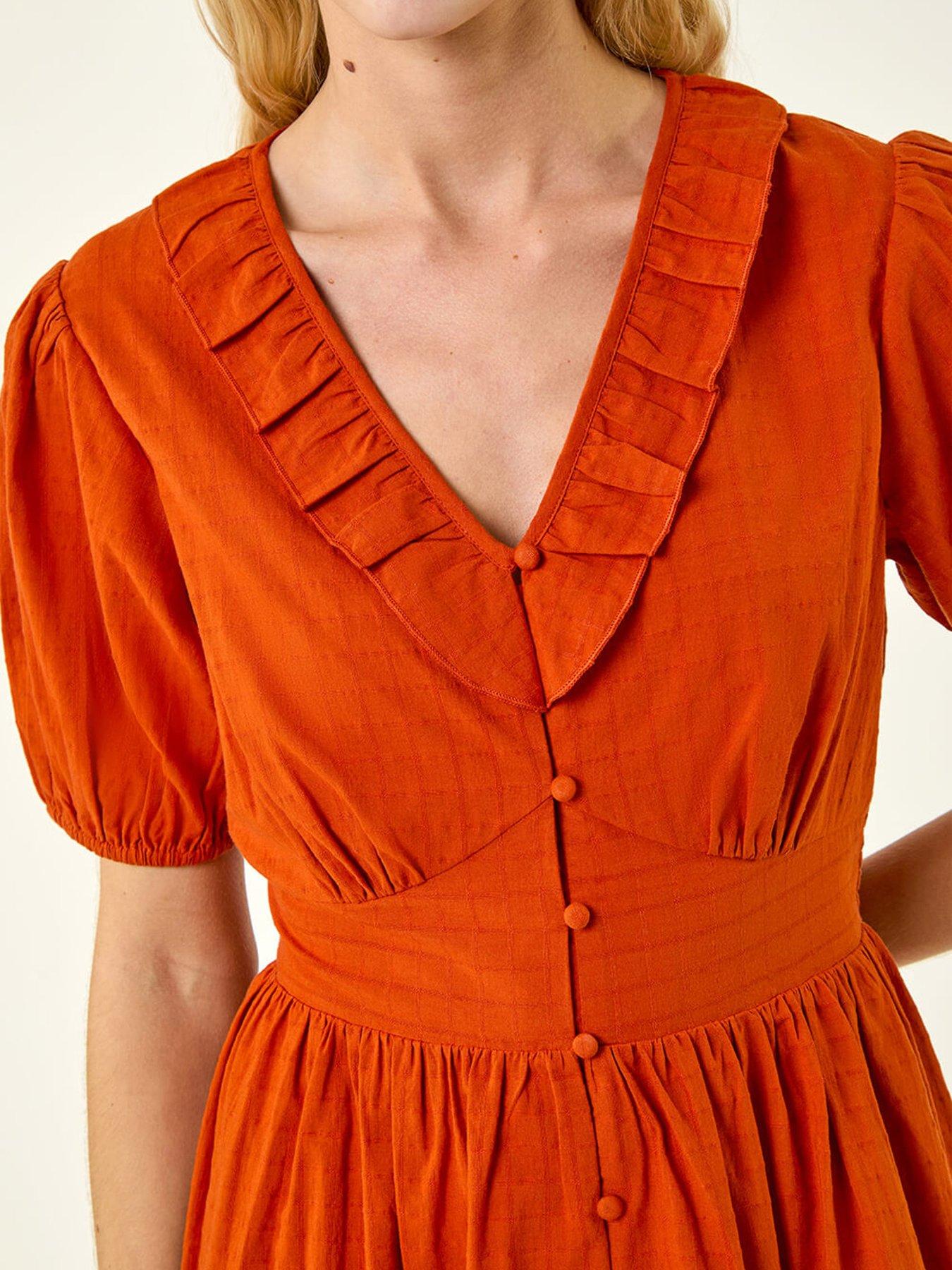  image of roman-textured-frill-midi-dress