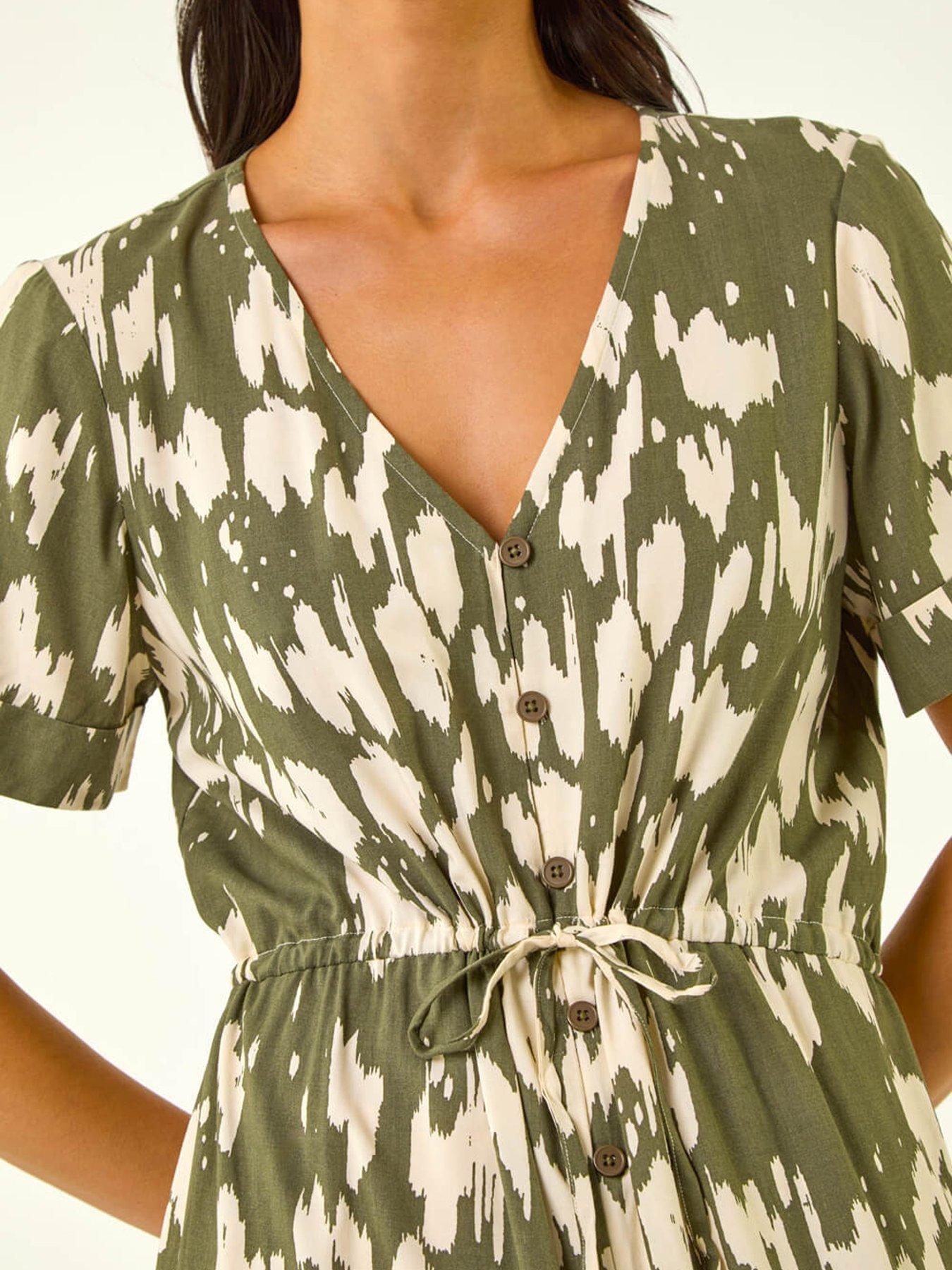 Image 5 of 5 of Roman Petite Abstract Print Tiered Midi Dress
