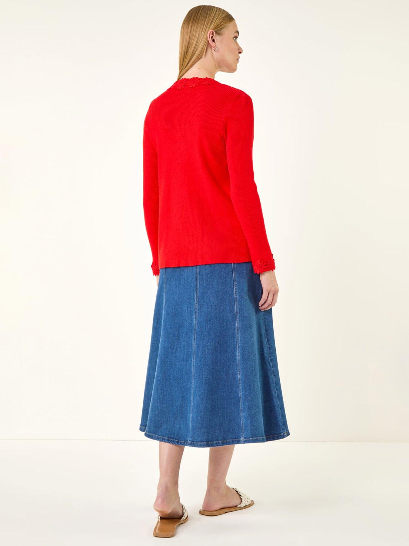 Image 2 of 5 of Roman Floral Lace Trim Knit Cardigan