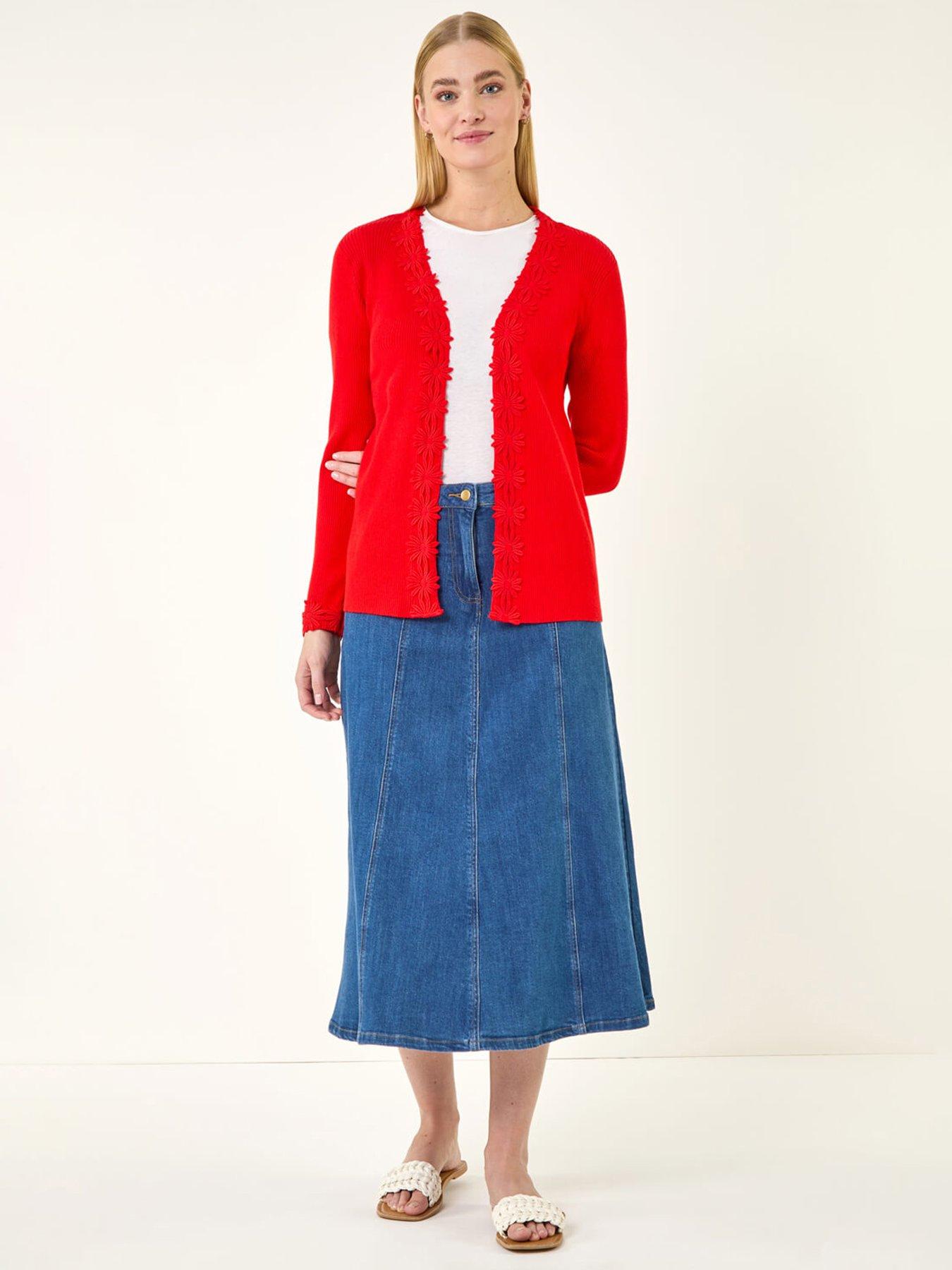 Image 3 of 5 of Roman Floral Lace Trim Knit Cardigan