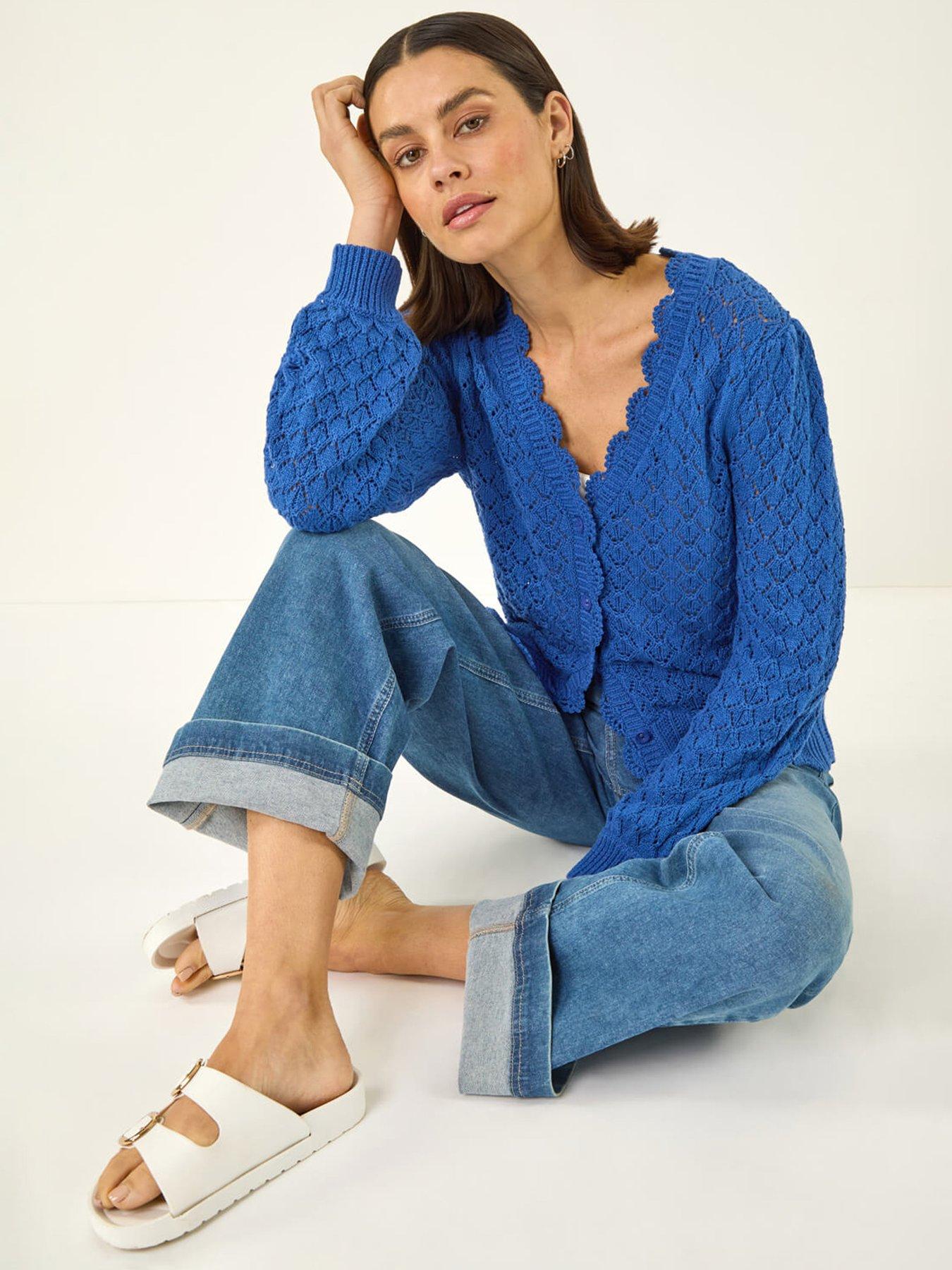 Image 4 of 5 of Roman Pointelle Button Knit Cardigan