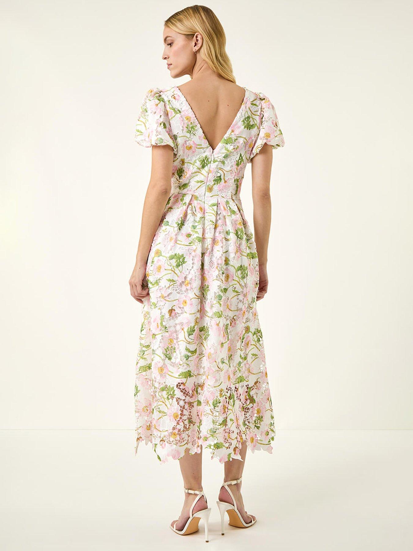 Image 2 of 5 of Roman Crochet Lace V-neck Dress