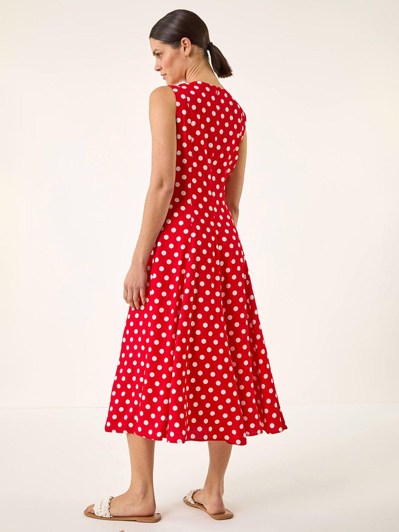  image of roman-spot-print-panel-midi-dress