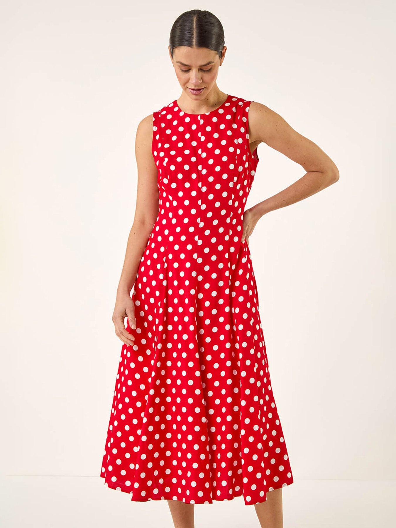  image of roman-spot-print-panel-midi-dress