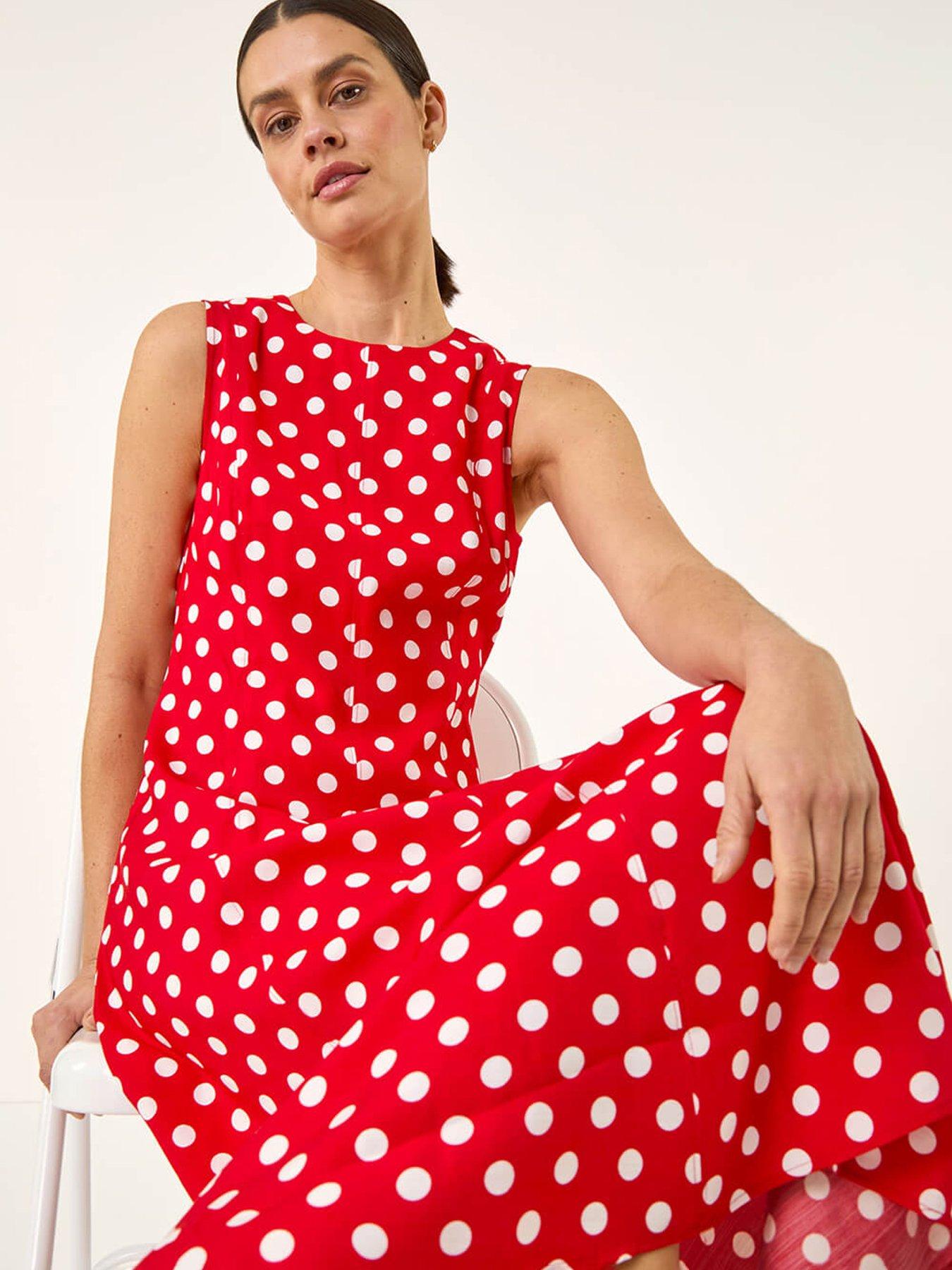  image of roman-spot-print-panel-midi-dress