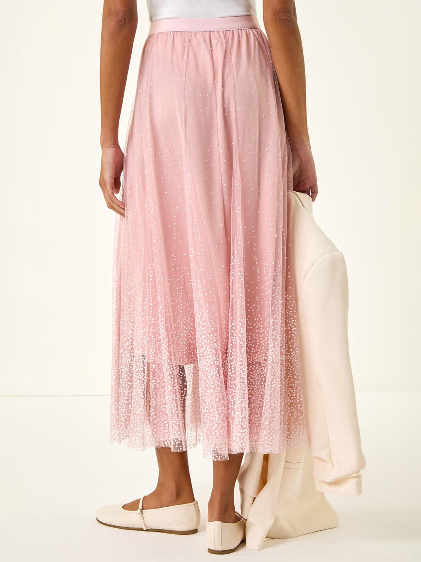  image of roman-polka-dot-print-elasticated-mesh-skirt