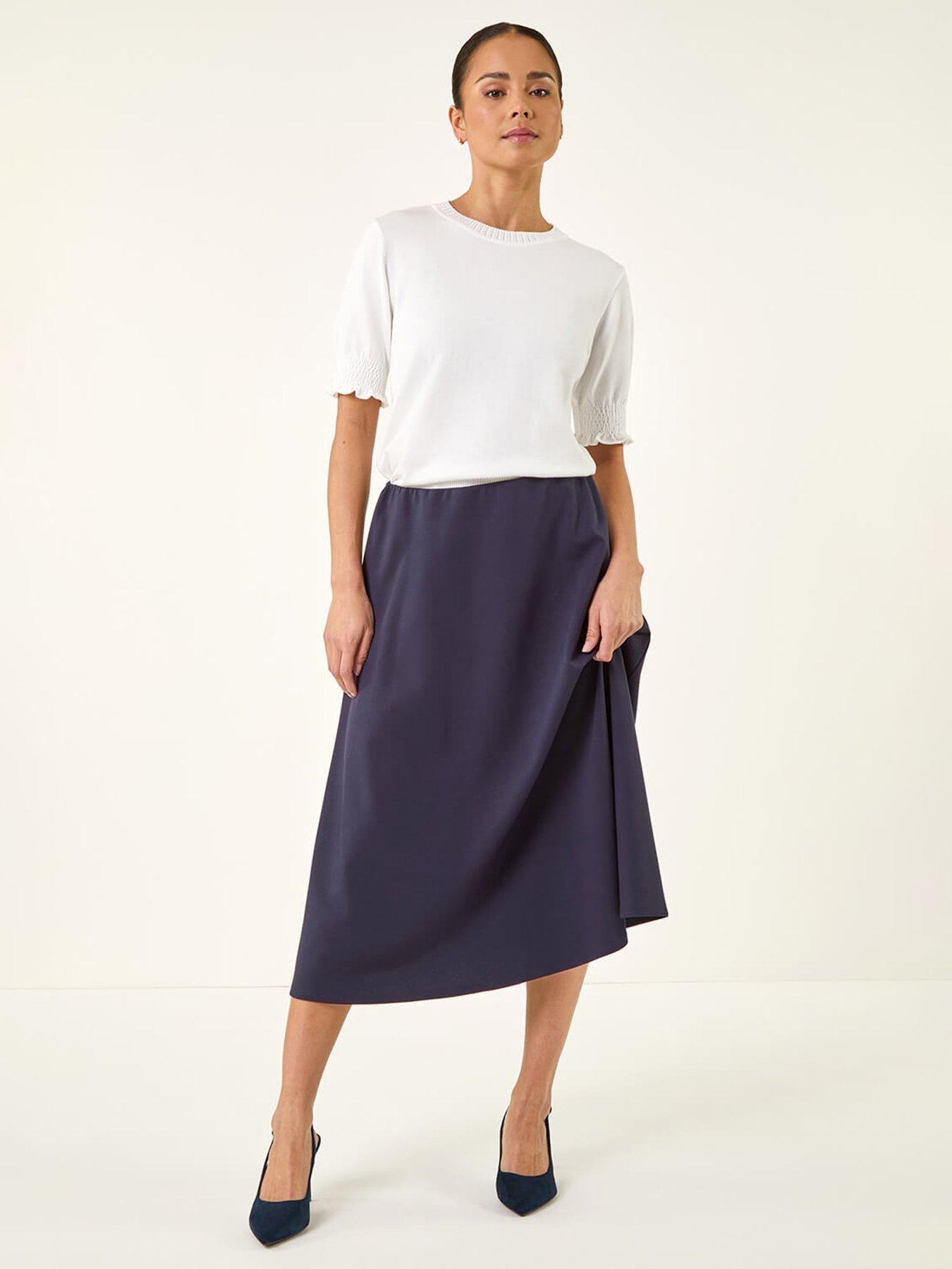  image of roman-petite-ponte-stretch-midi-skirt