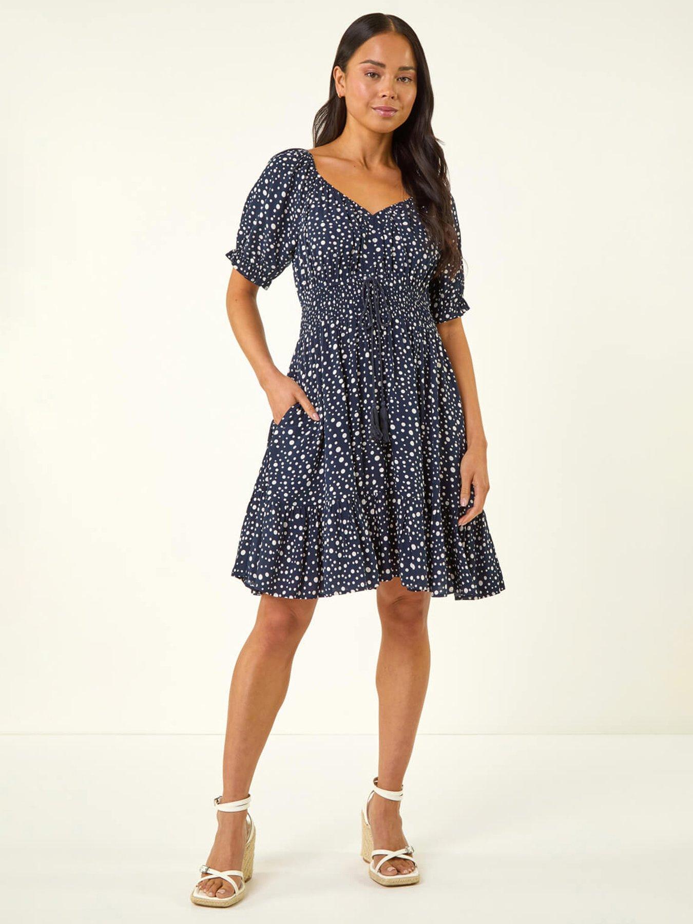 Roman Petite Ditsy Spot Frill Dress