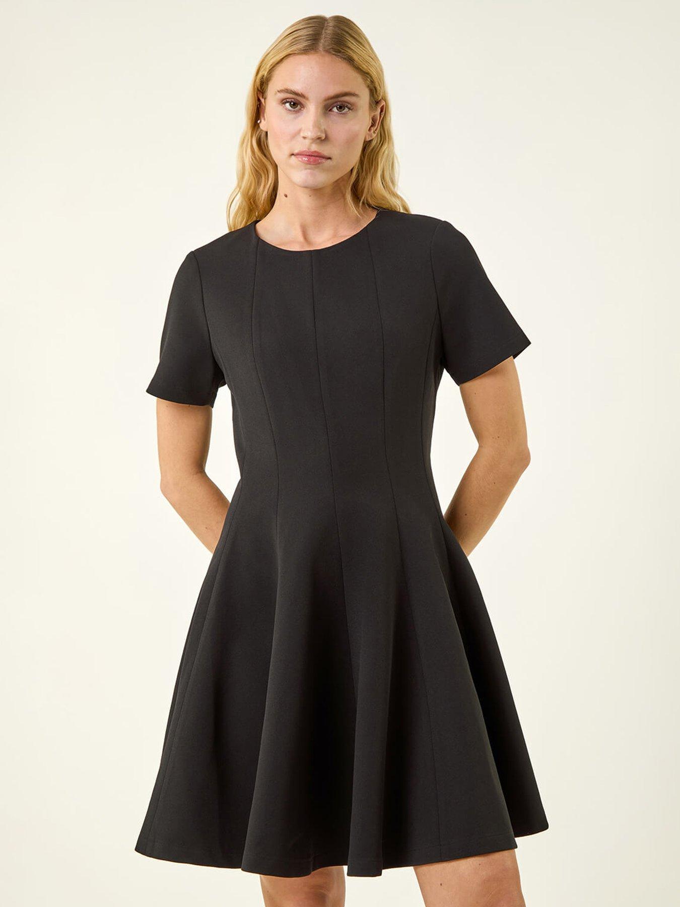 Image 1 of 5 of Roman Panel Flared Stretch Dress