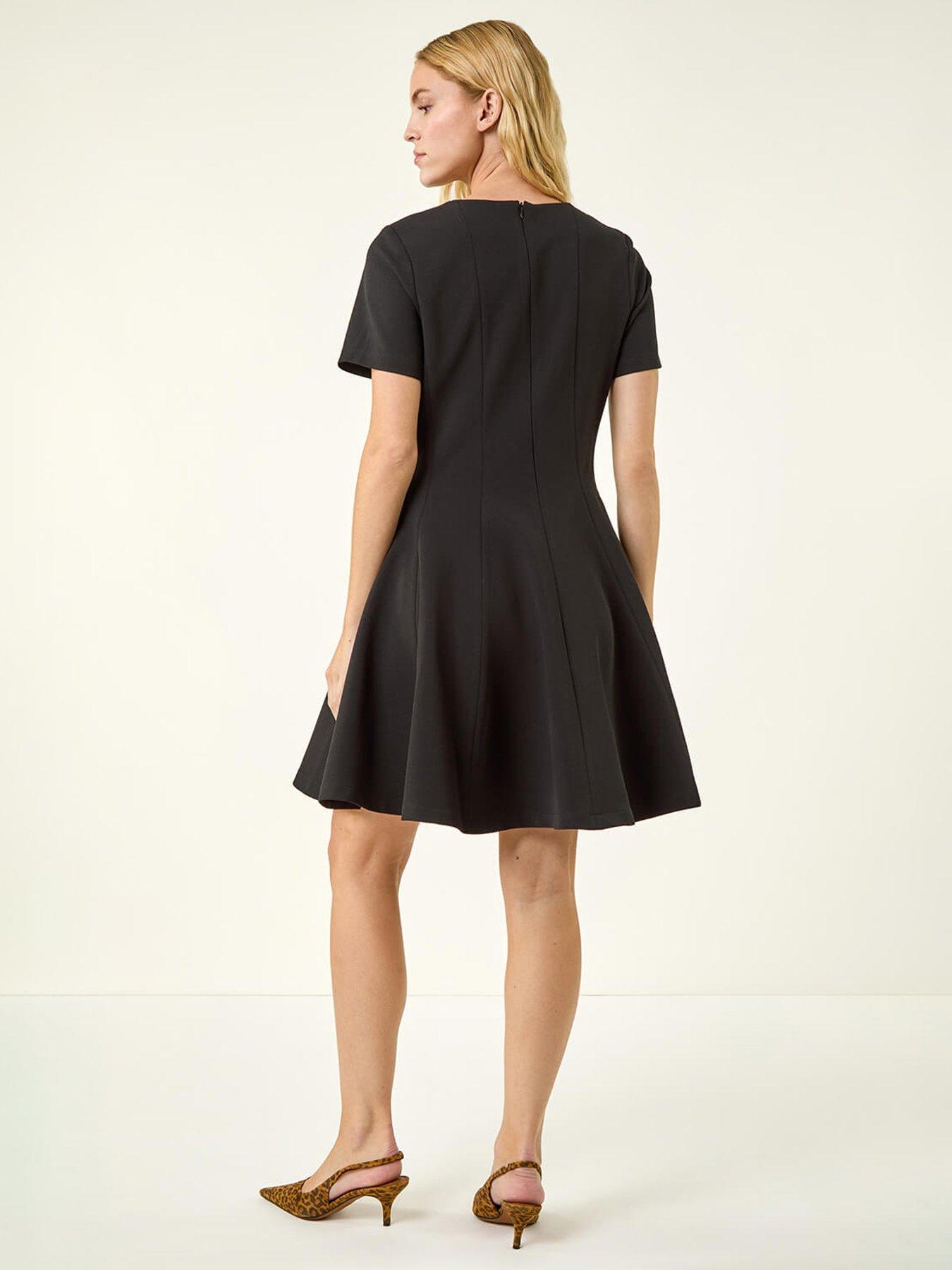 Image 2 of 5 of Roman Panel Flared Stretch Dress