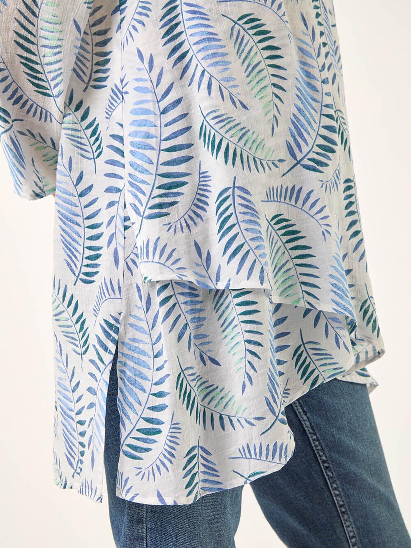 Image 5 of 5 of Roman Leaf Print Wrap Hem Tunic Top