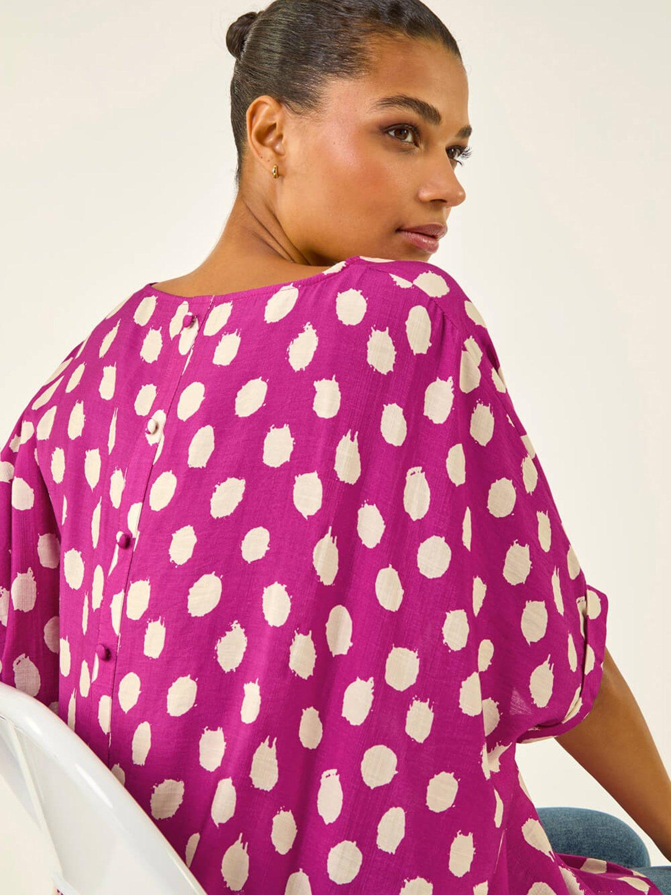  image of roman-polka-dot-button-back-top