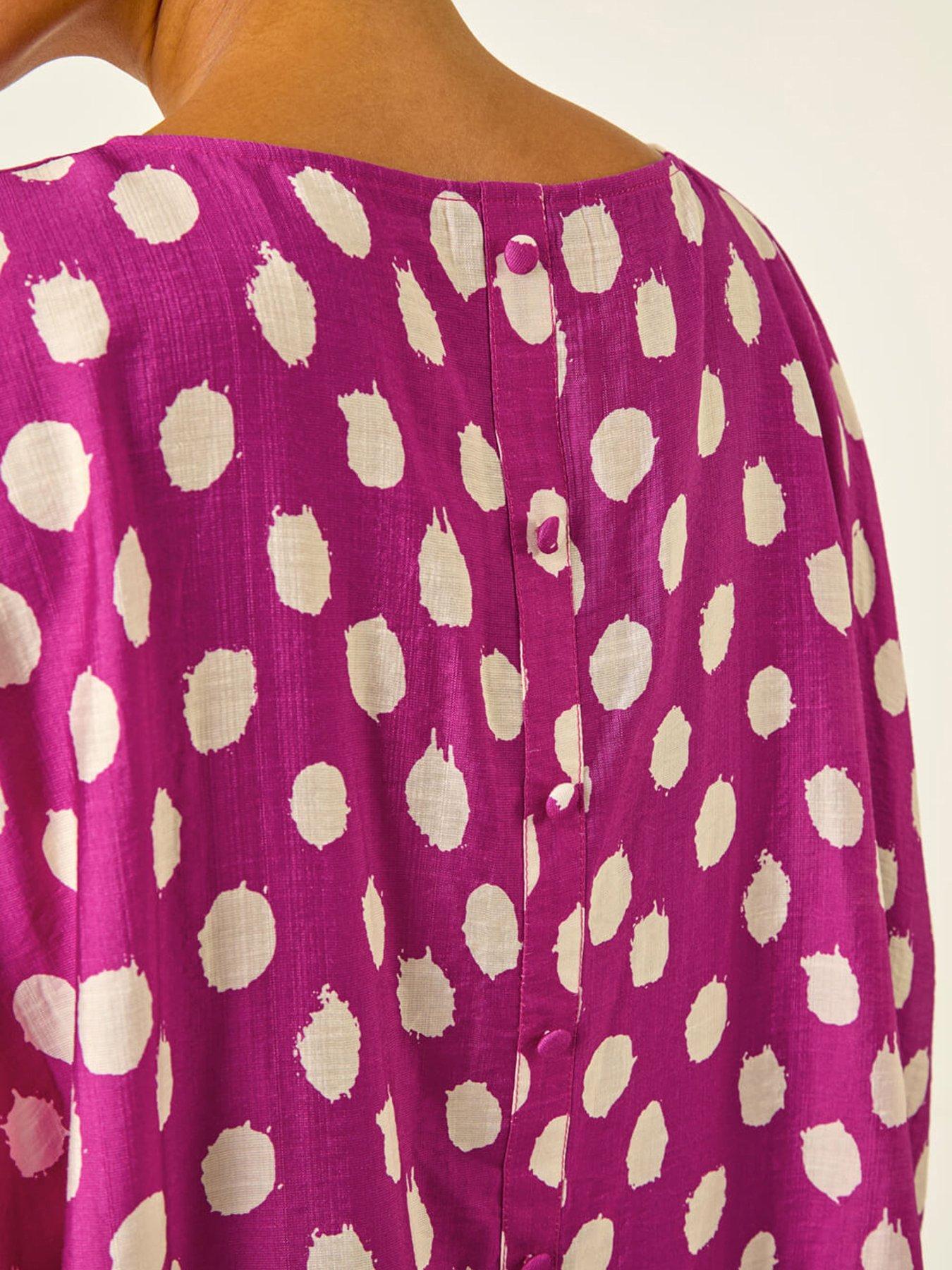  image of roman-polka-dot-button-back-top