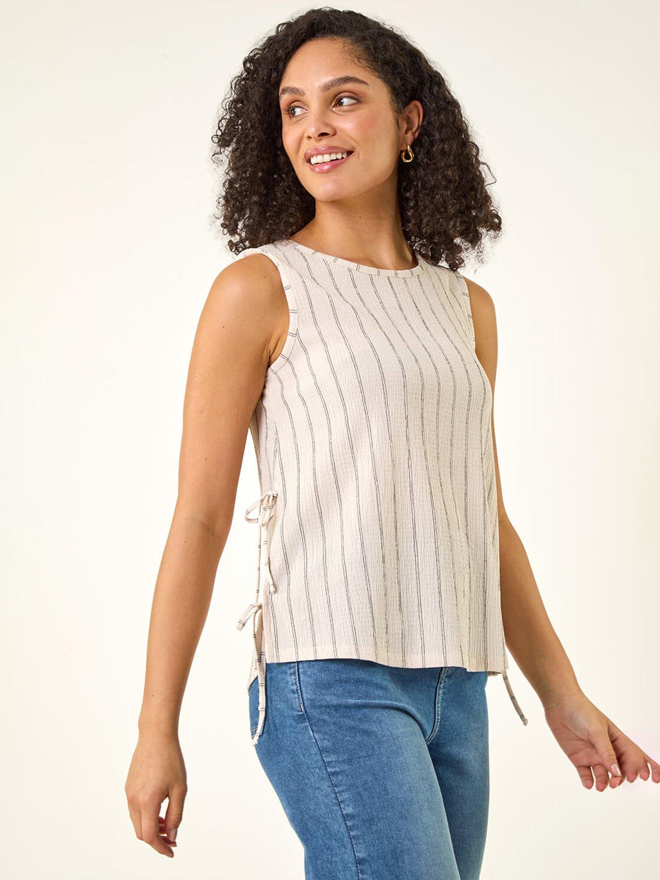  image of roman-stripe-side-tie-detail-top
