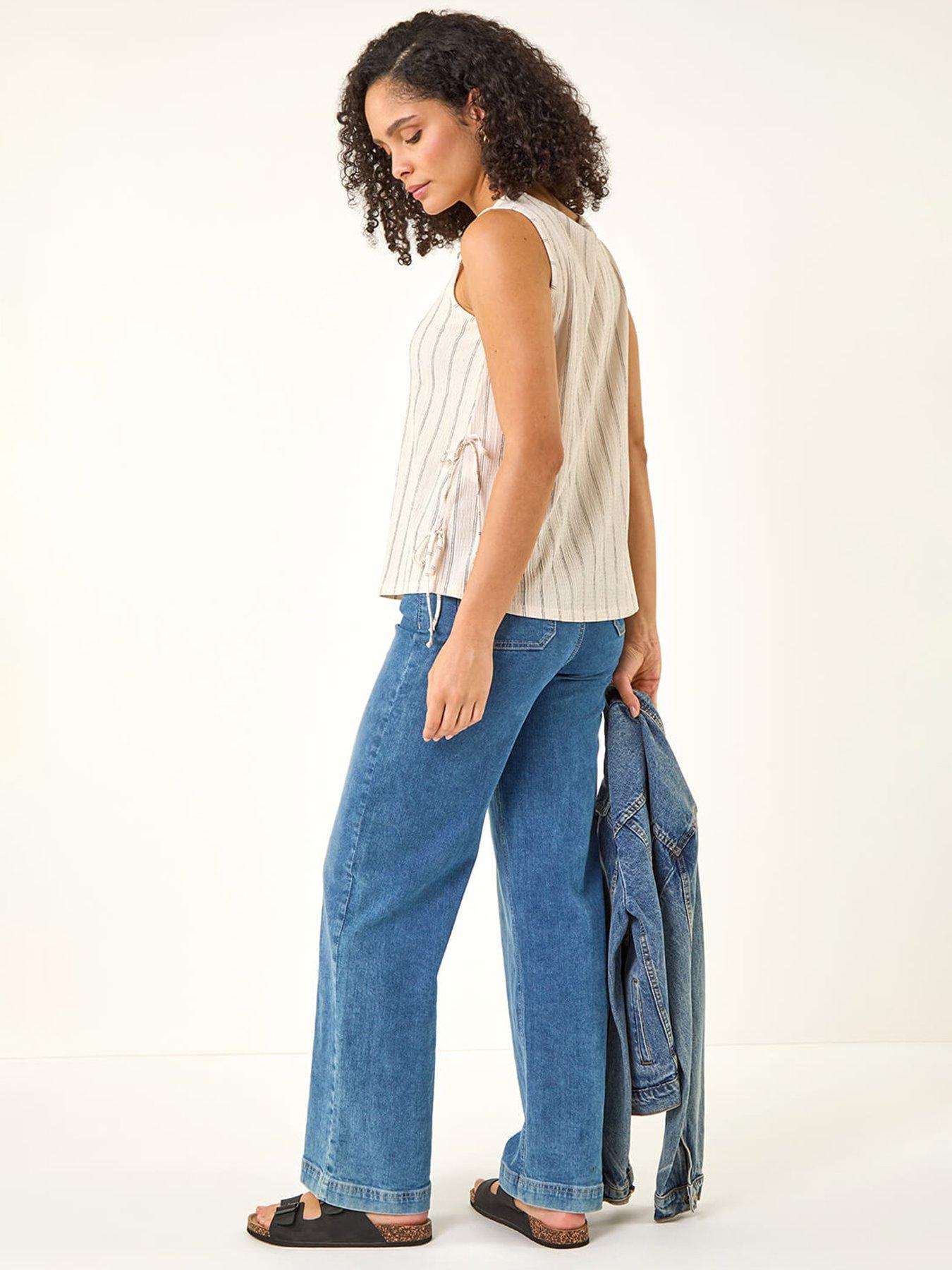  image of roman-stripe-side-tie-detail-top