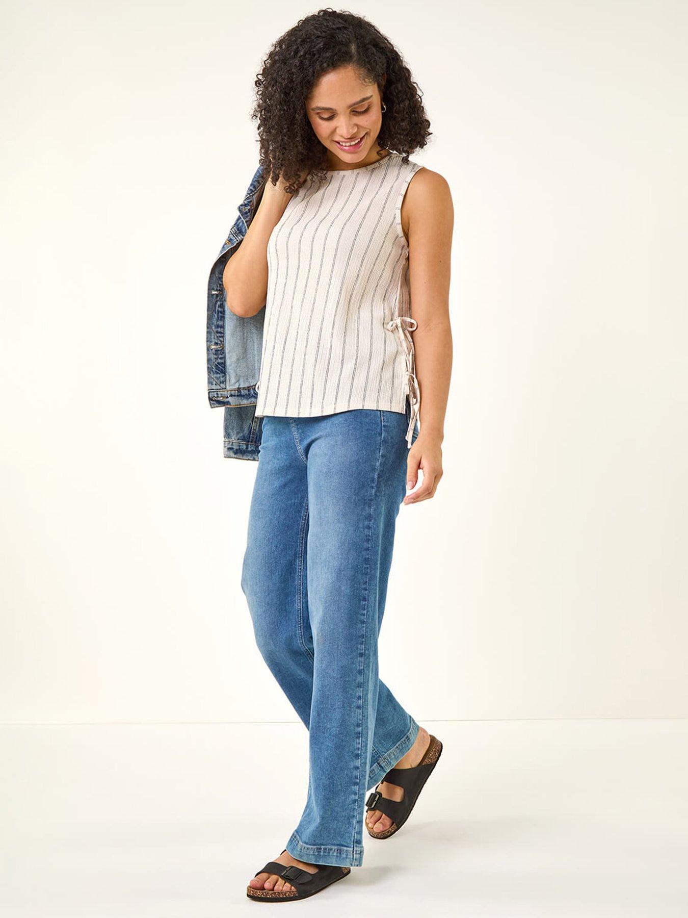  image of roman-stripe-side-tie-detail-top