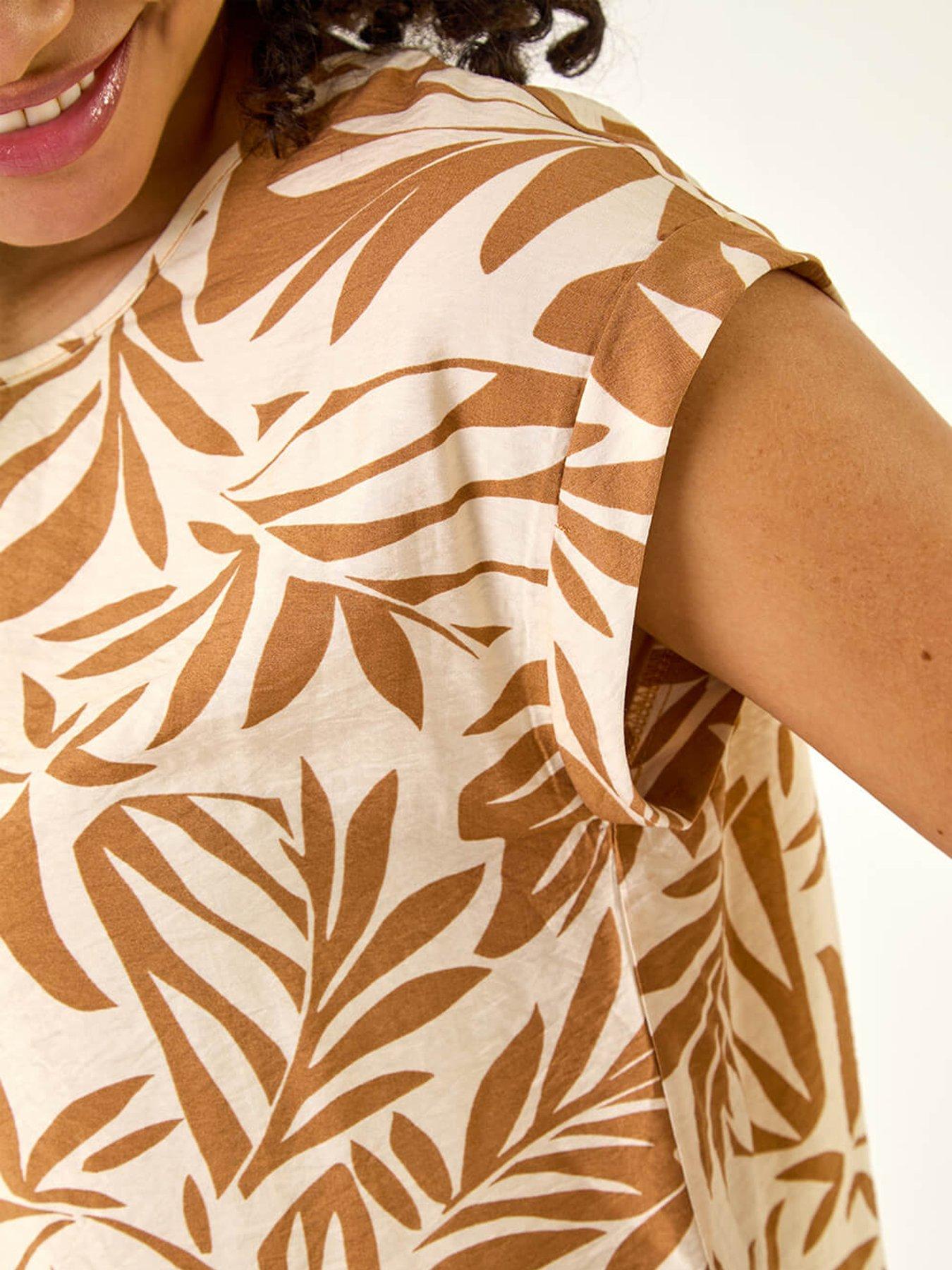  image of roman-leaf-print-shell-top