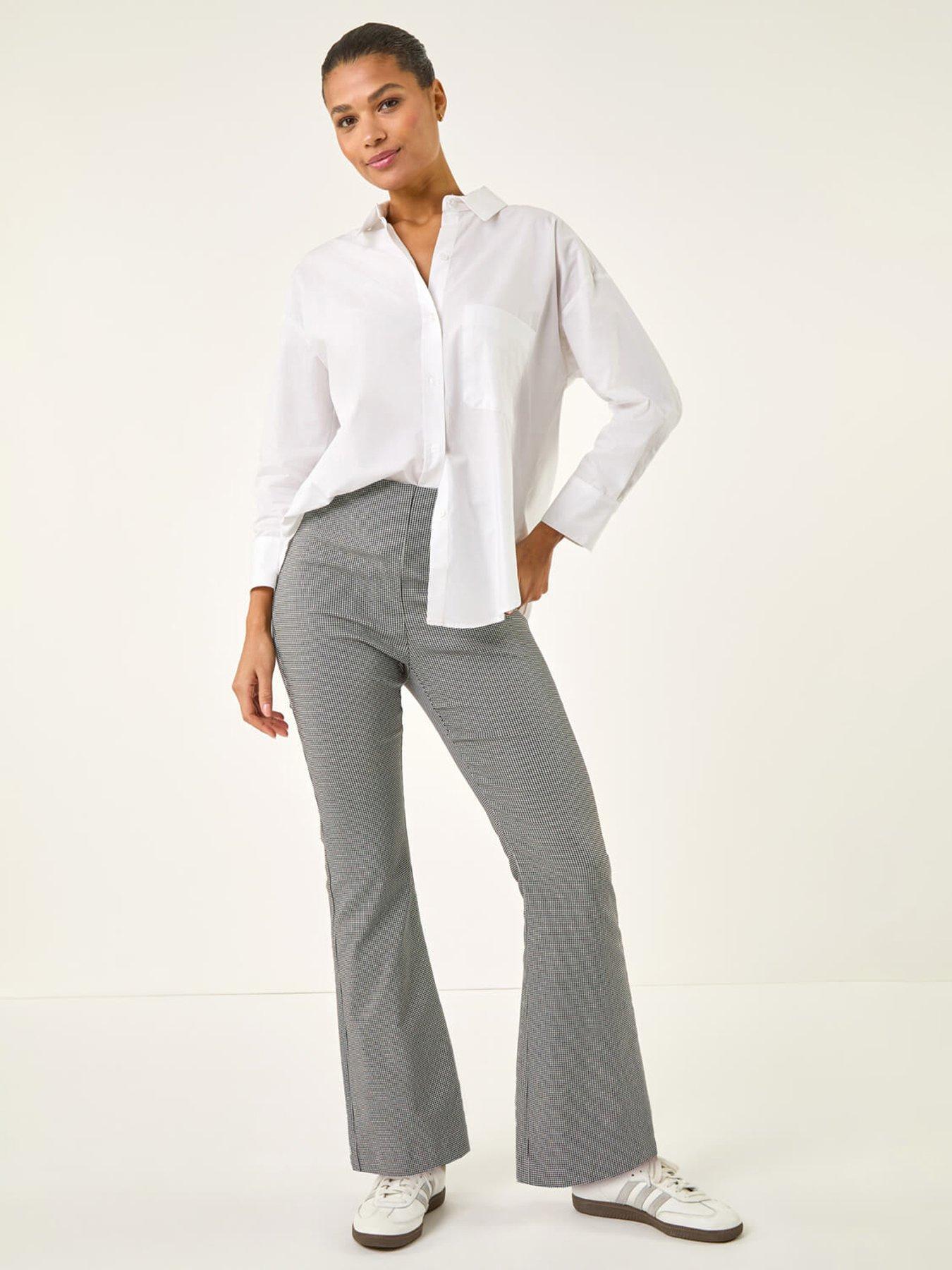  image of roman-dogtooth-stretch-wide-leg-trouser