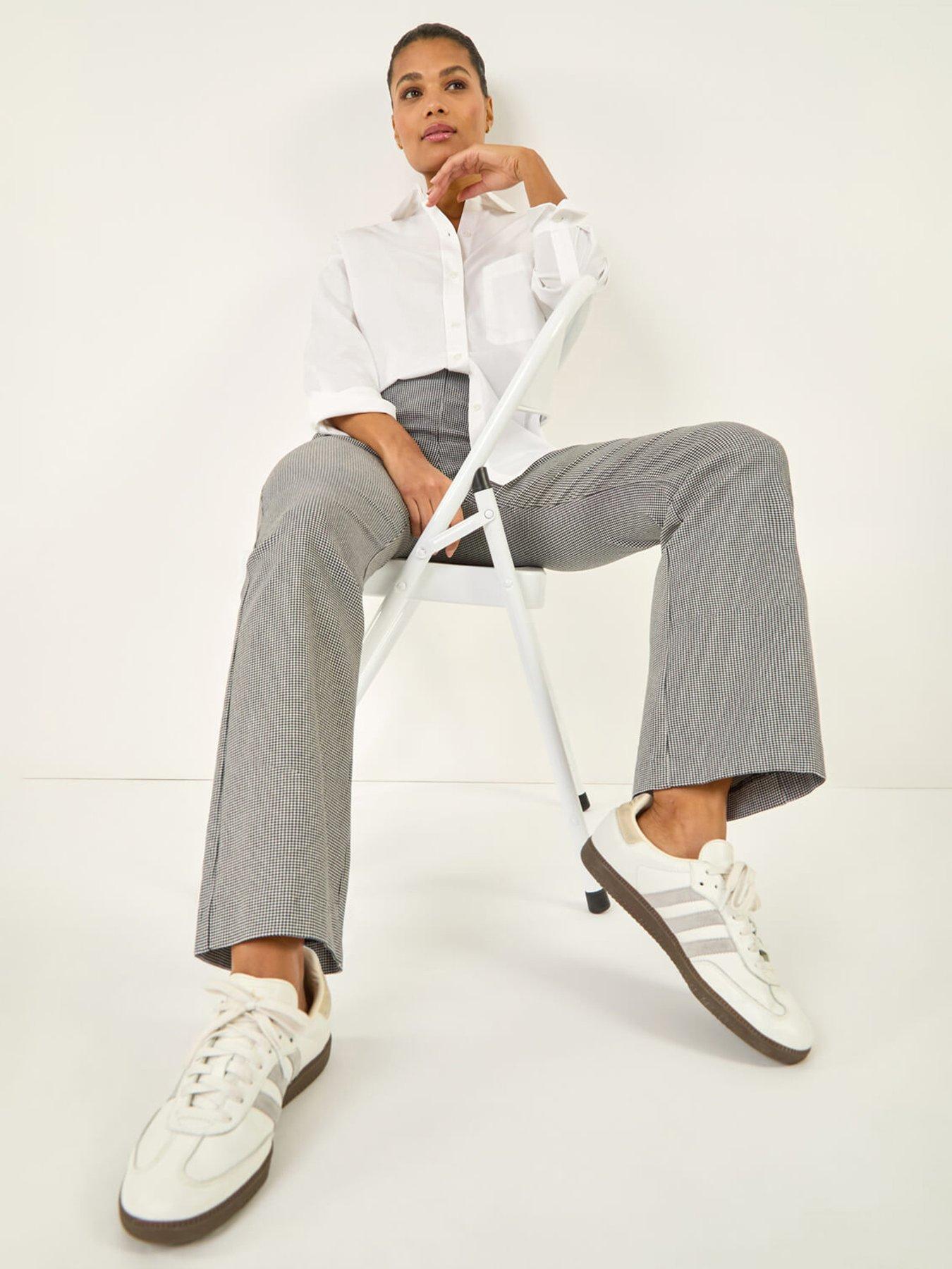  image of roman-dogtooth-stretch-wide-leg-trouser