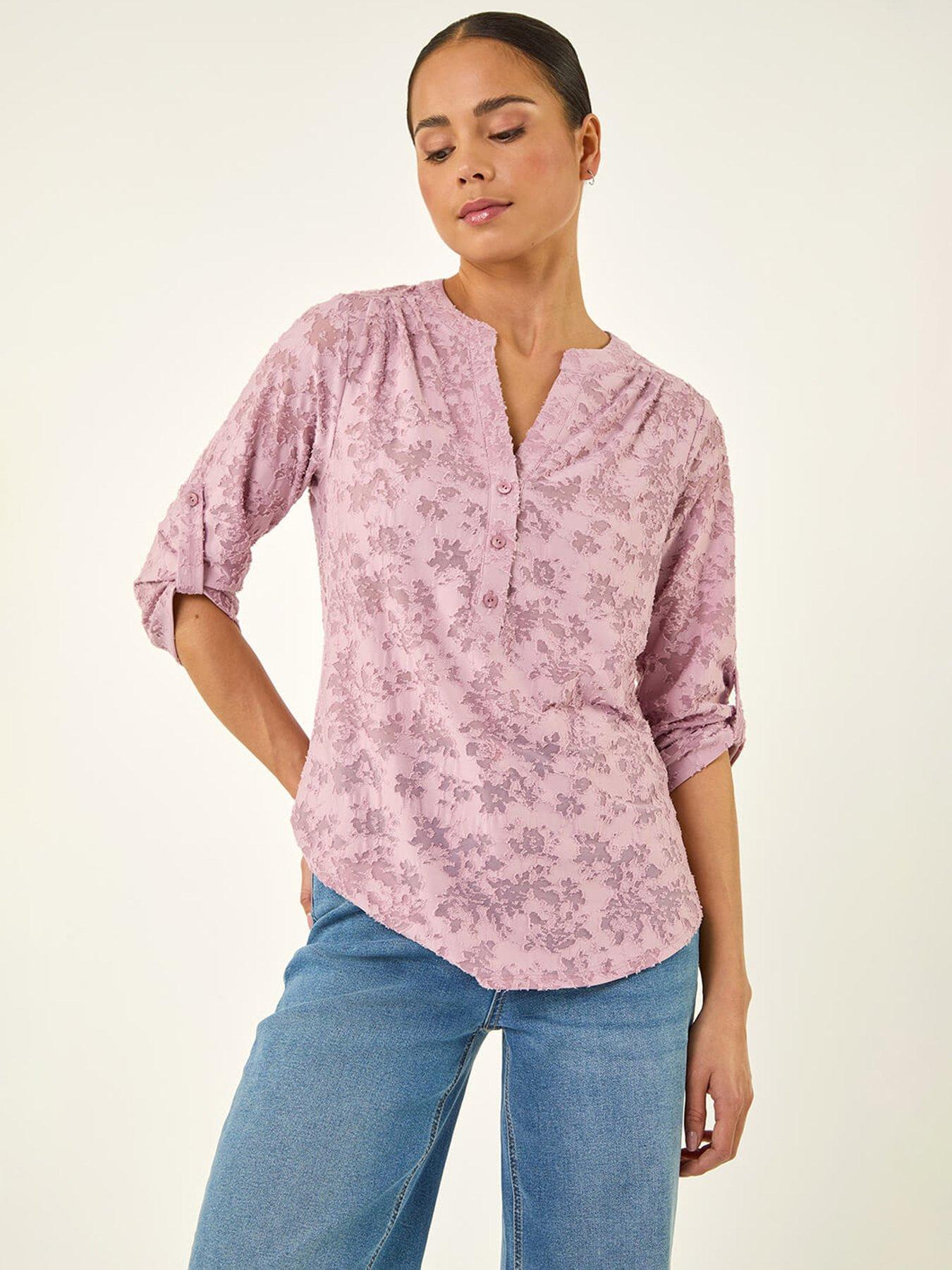  image of roman-petite-burnout-print-button-shirt