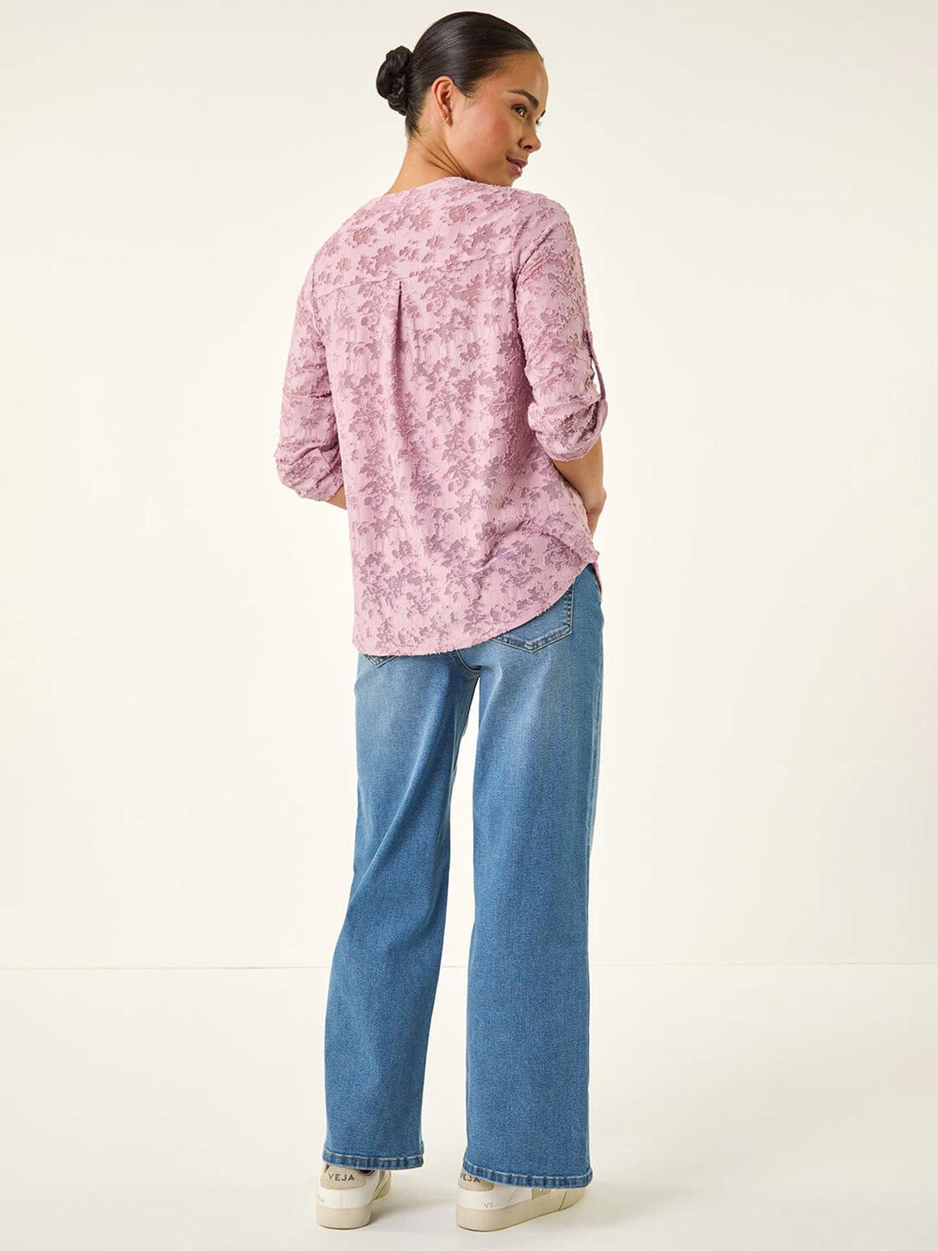  image of roman-petite-burnout-print-button-shirt